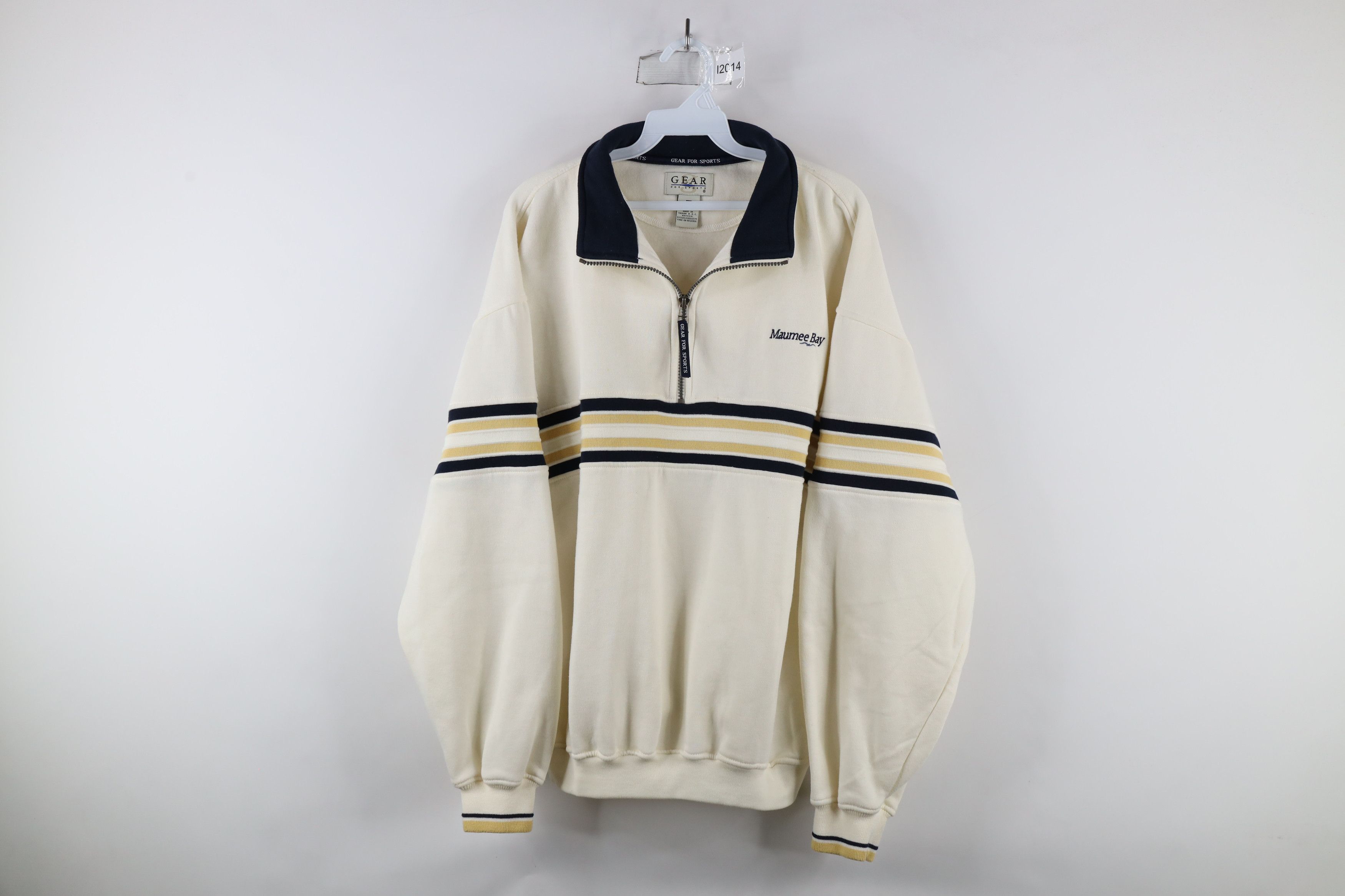 Vintage Vintage 90s Maumee Bay Half Zip Pullover Sweatshirt Cream Size US L / EU 52-54 / 3 - 1 Thumbnail