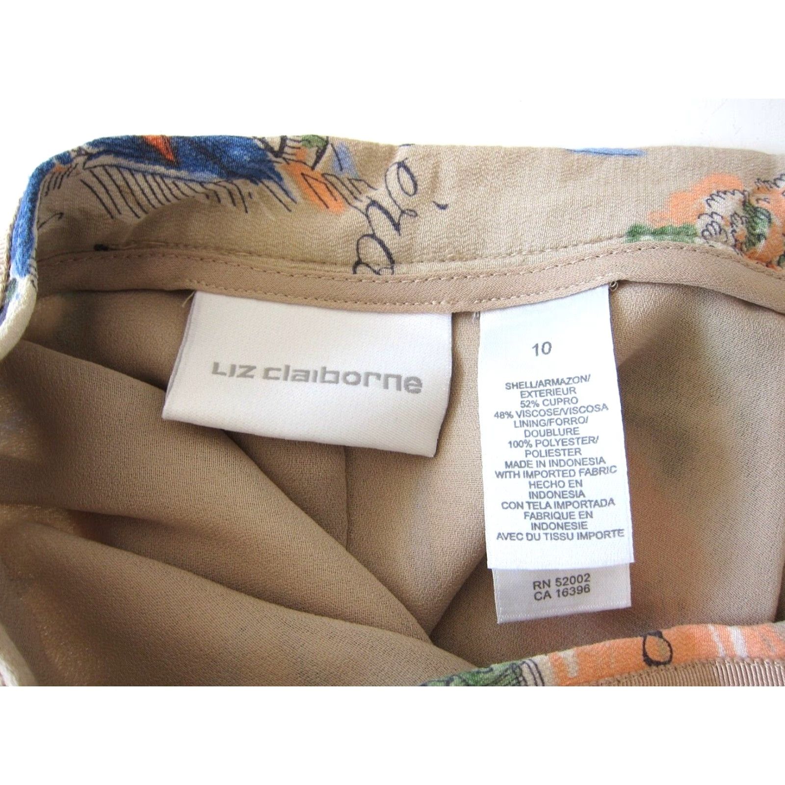 Liz Claiborne Vtg Liz Claiborne Skirt Paris Arc De Triomphe Brown Pink Blue Midi A-Line 10 Womens Zip Measurements 29" Waist 29" Waist to Hem Vintage Size 32" / US 10 / IT 46 - 4 Thumbnail