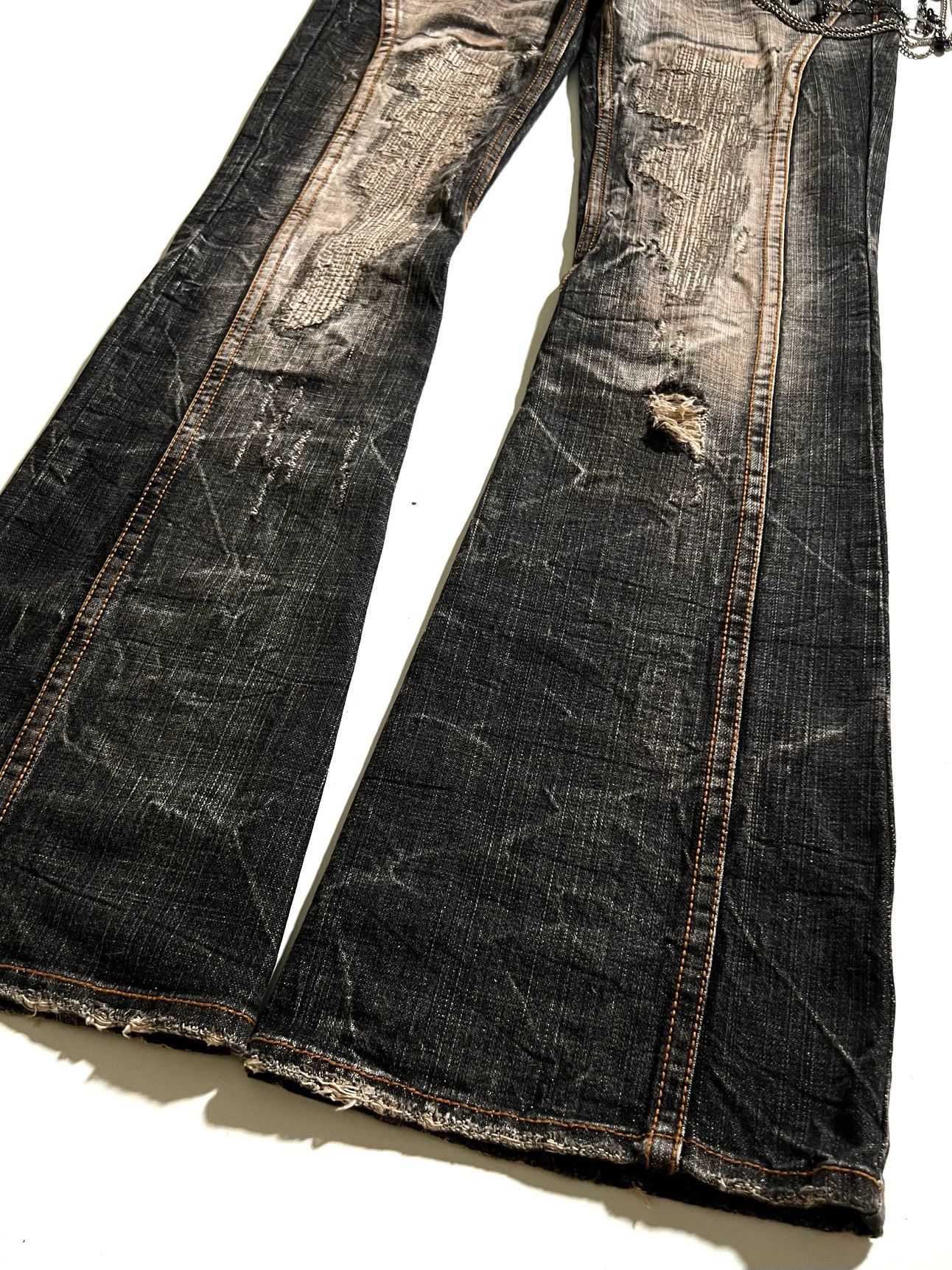 Japanese Brand Casva Distressed Flare Jeans Black Wash Y2K Japanese Brand Size US 32 / EU 48 - 7 Thumbnail