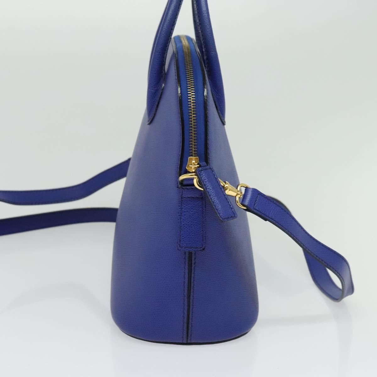 CELINE Hand Bag Leather Blue Gold