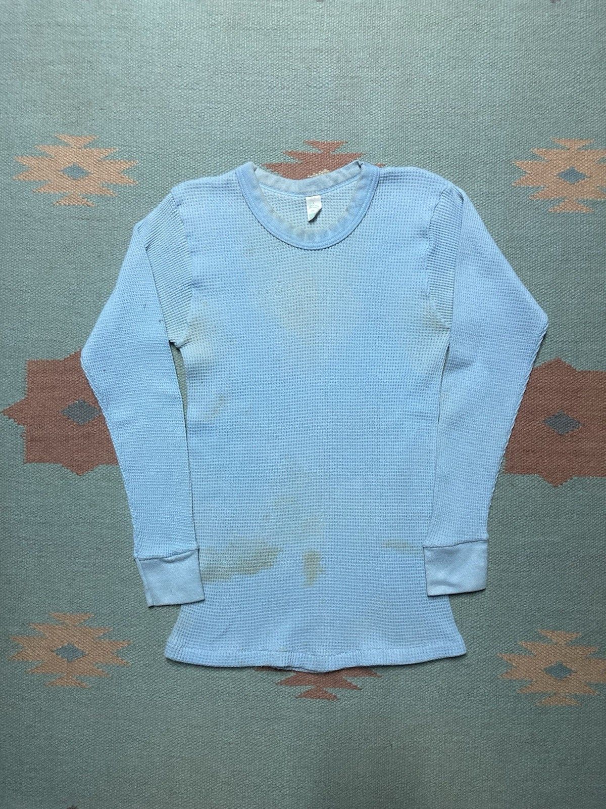 Vintage 70s waffle knit thermal shirt JCPenney light blue women’s L Size L / US 10 / IT 46 - 1 Thumbnail