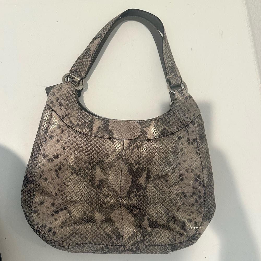 Coach Coach Maggie Python Print Leather Madison Hobo Bag Gray Tan Size ONE SIZE - 6 Thumbnail