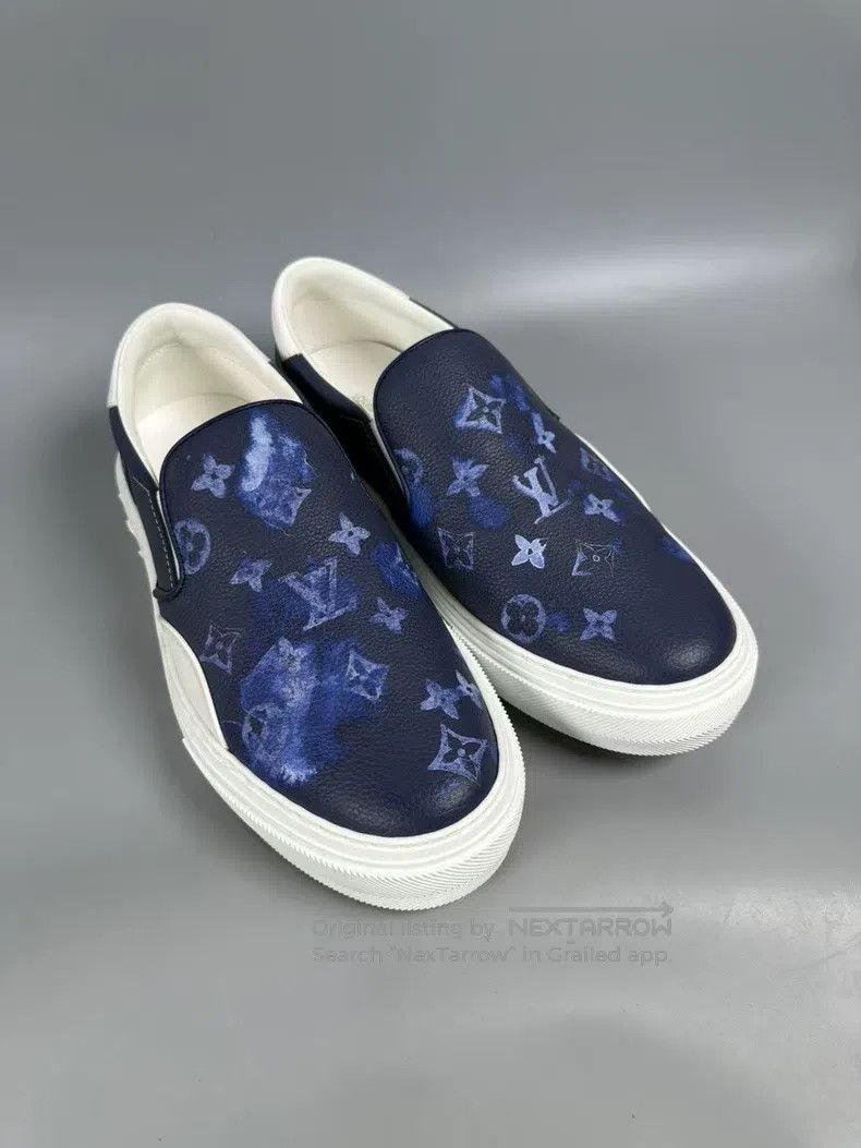 Louis Vuitton Louis Vuitton Ink-wash white and blue one-step casual shoe Size US 7 / EU 40 - 3 Thumbnail