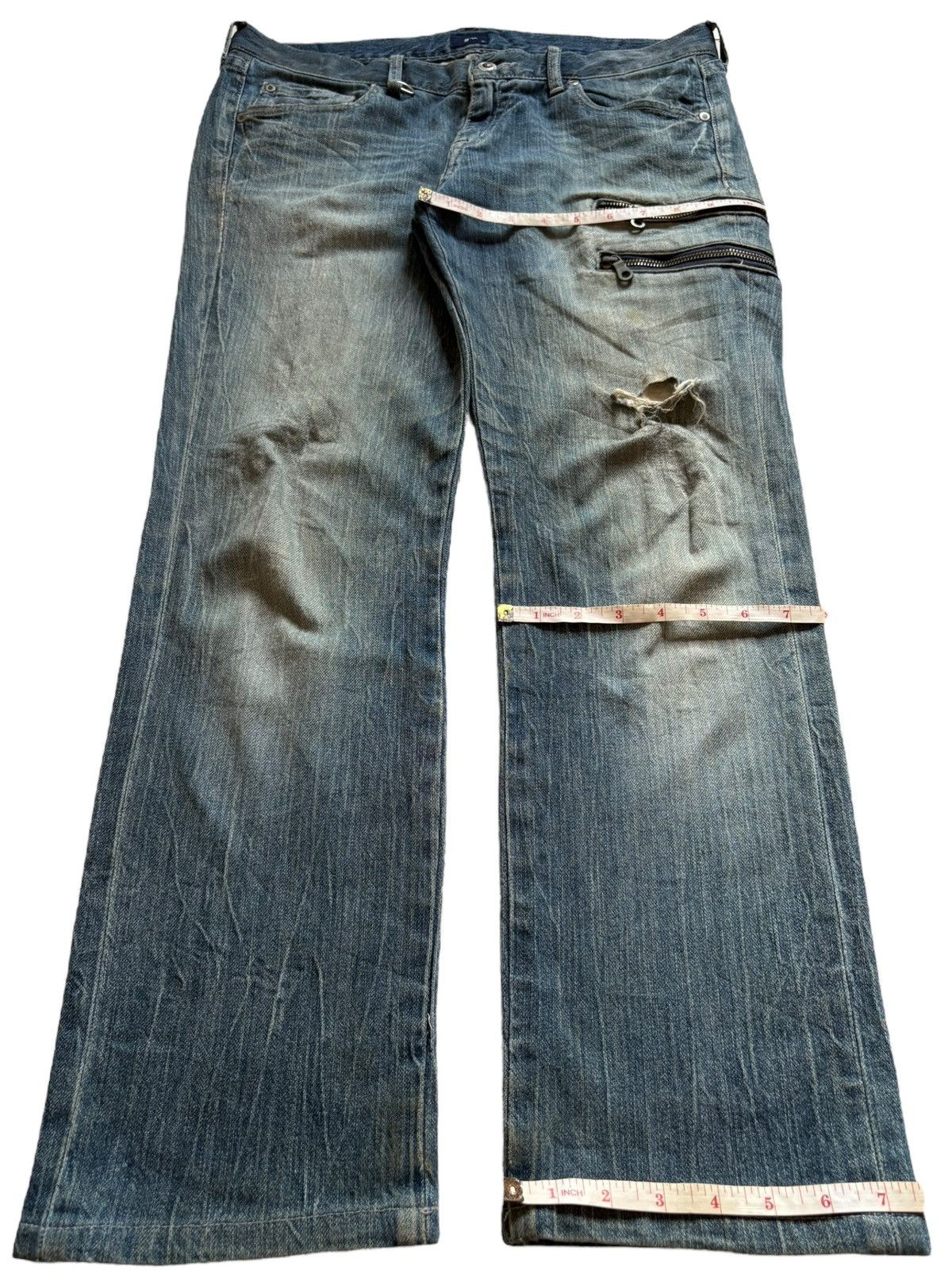 Japanese Brand Vintage Japanese Brand Tactical Mud Wash Ripped Jeans Size US 33 - 14 Thumbnail