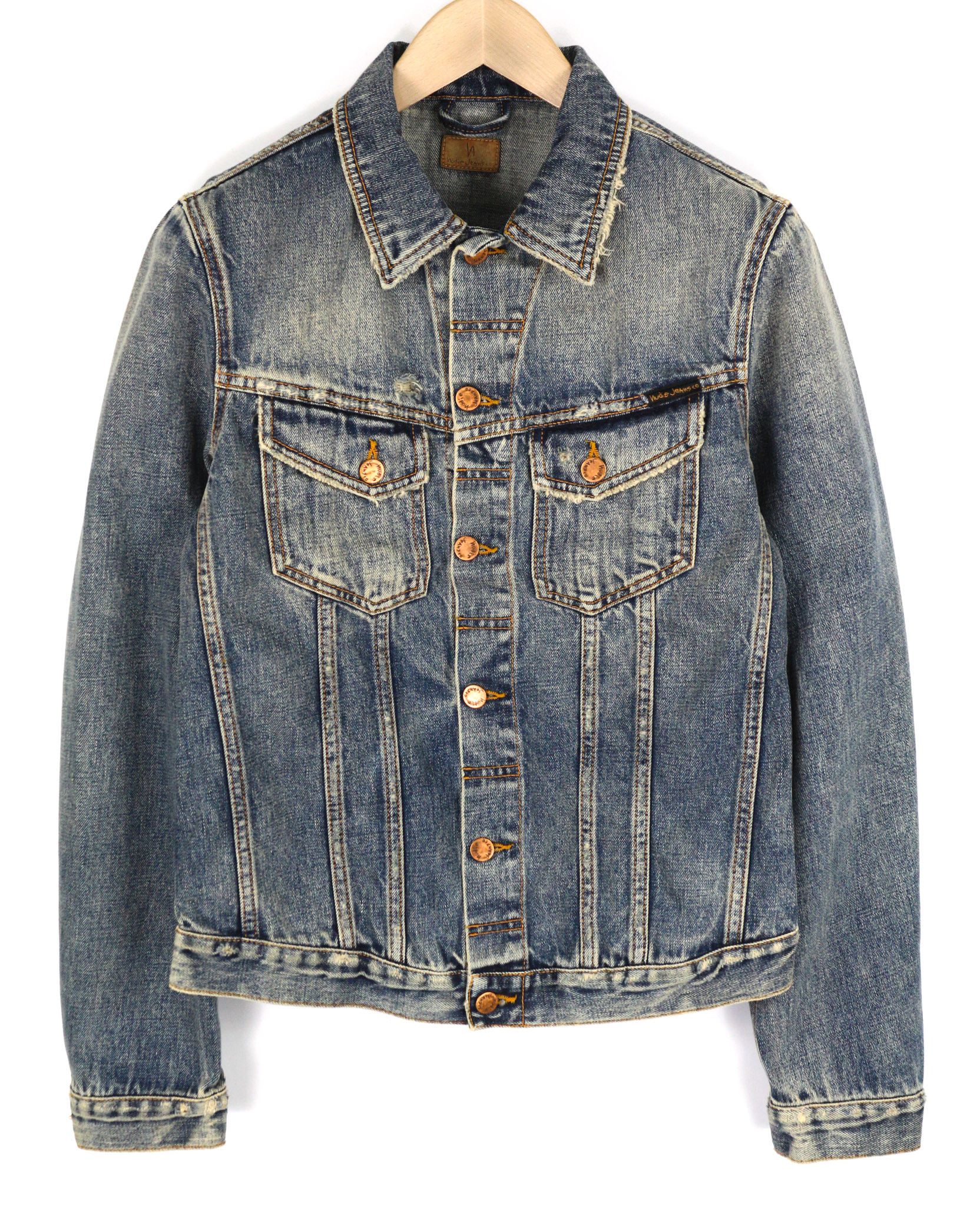 Nudie Jeans BILLY S Shimmering Indigo Washed Denim Polo Jacket 82492 Size US S / EU 44-46 / 1 - 1 Thumbnail