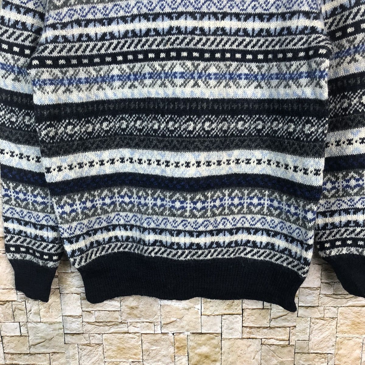Homespun Knitwear × Japanese Brand × Vintage Back Number art Blue Knitwear like coogi #A773 Size M / US 6-8 / IT 42-44 - 6 Thumbnail
