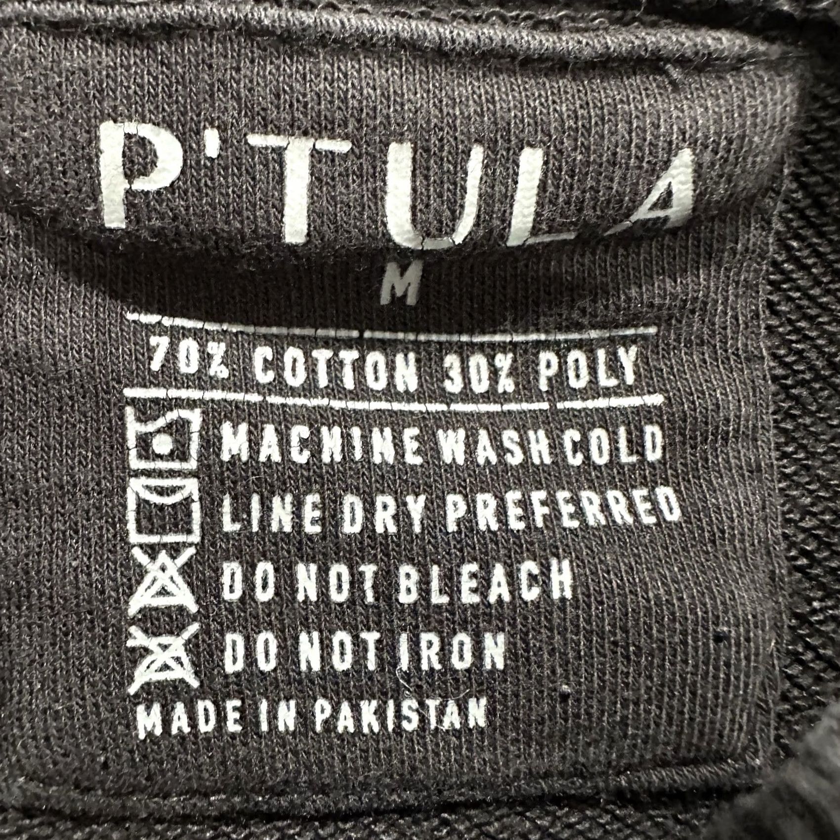 Vintage ptula Sweatshirt Womens Medium Black Crew Neck French Terry Pullover Kangaroo Pocket EUC Size M / US 6-8 / IT 42-44 - 4 Thumbnail