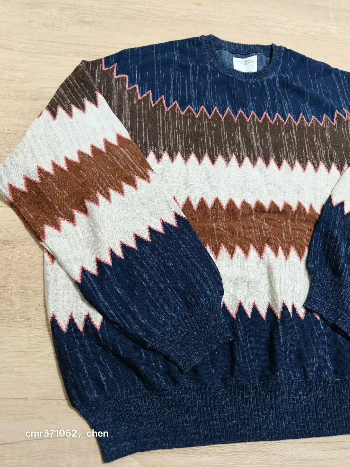 Visvim visvim 22SS Amplus Knit Zig-Zag Navy 3 Hand-Knit Wool-Linen Size US L / EU 52-54 / 3 - 2 Thumbnail