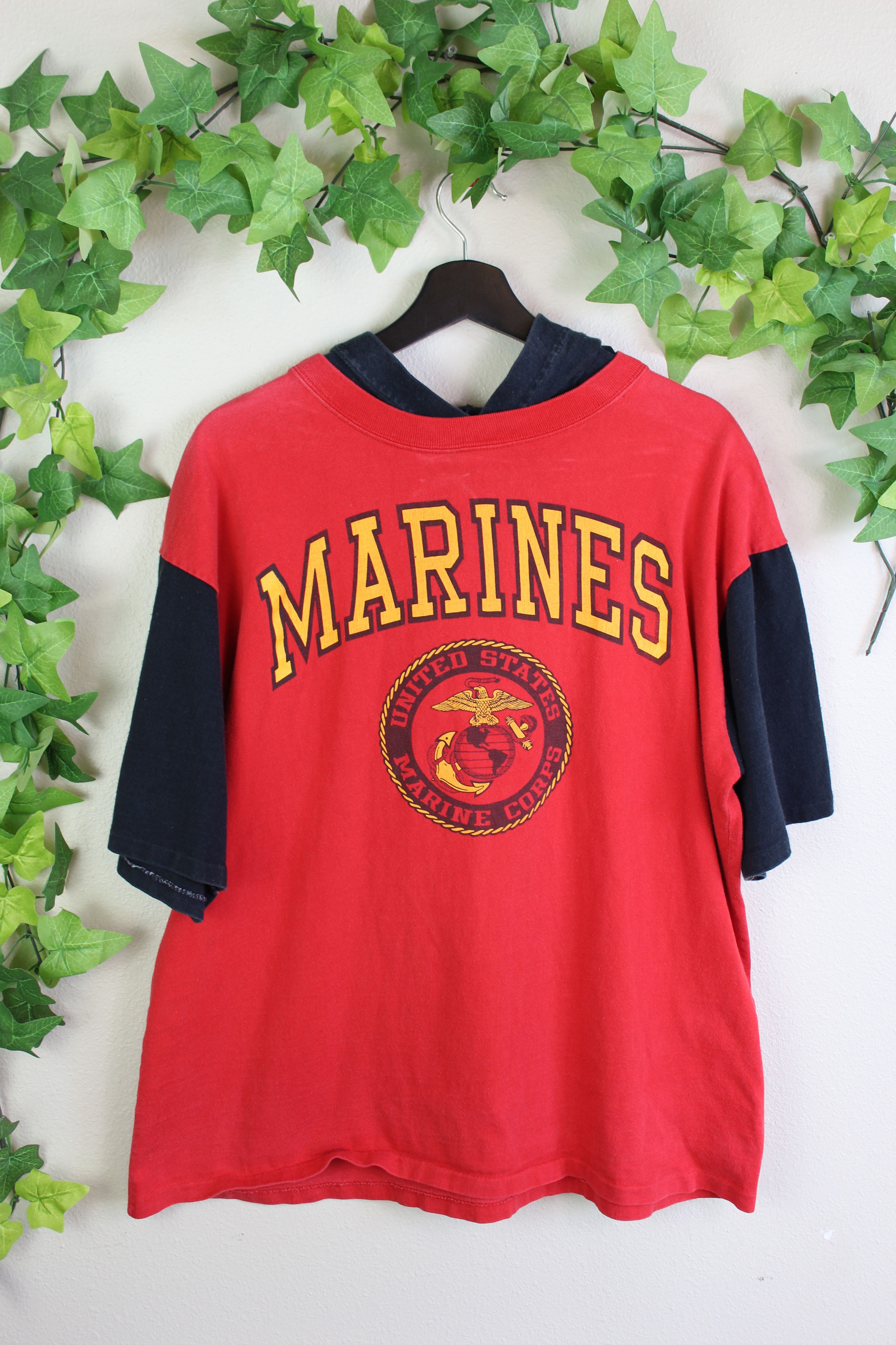Other Vintage USMC Hooded 2 Tone T-Shirt Size US L / EU 52-54 / 3 - 1 Thumbnail