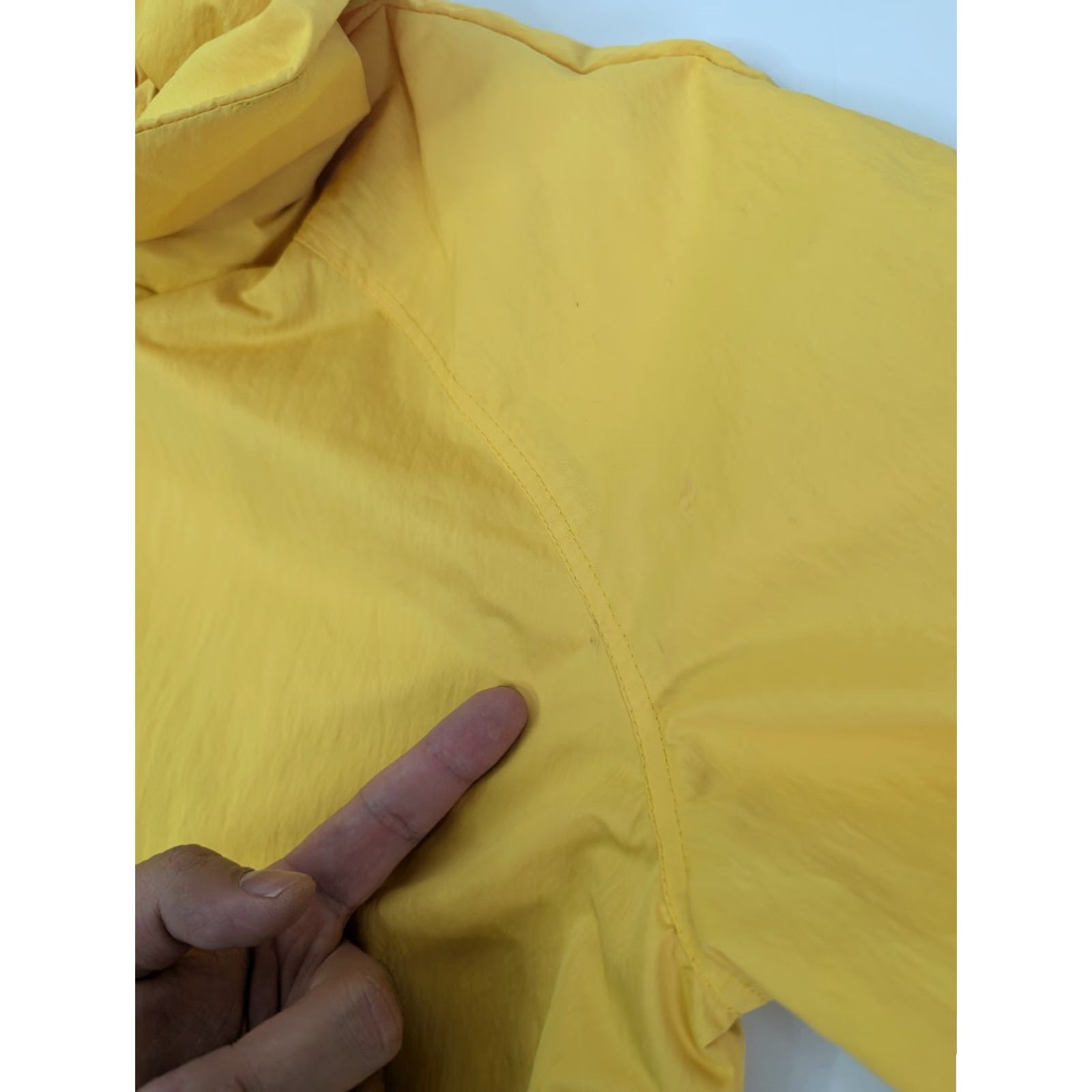 Vintage Lane Bryant Women's Jacket 14/16 Yellow Windbreaker Short 3/4 Sleeve Zipper Snap Toggle Pockets Baggy? (remove question mark) Size XL / US 12-14 / IT 48-50 - 4 Thumbnail