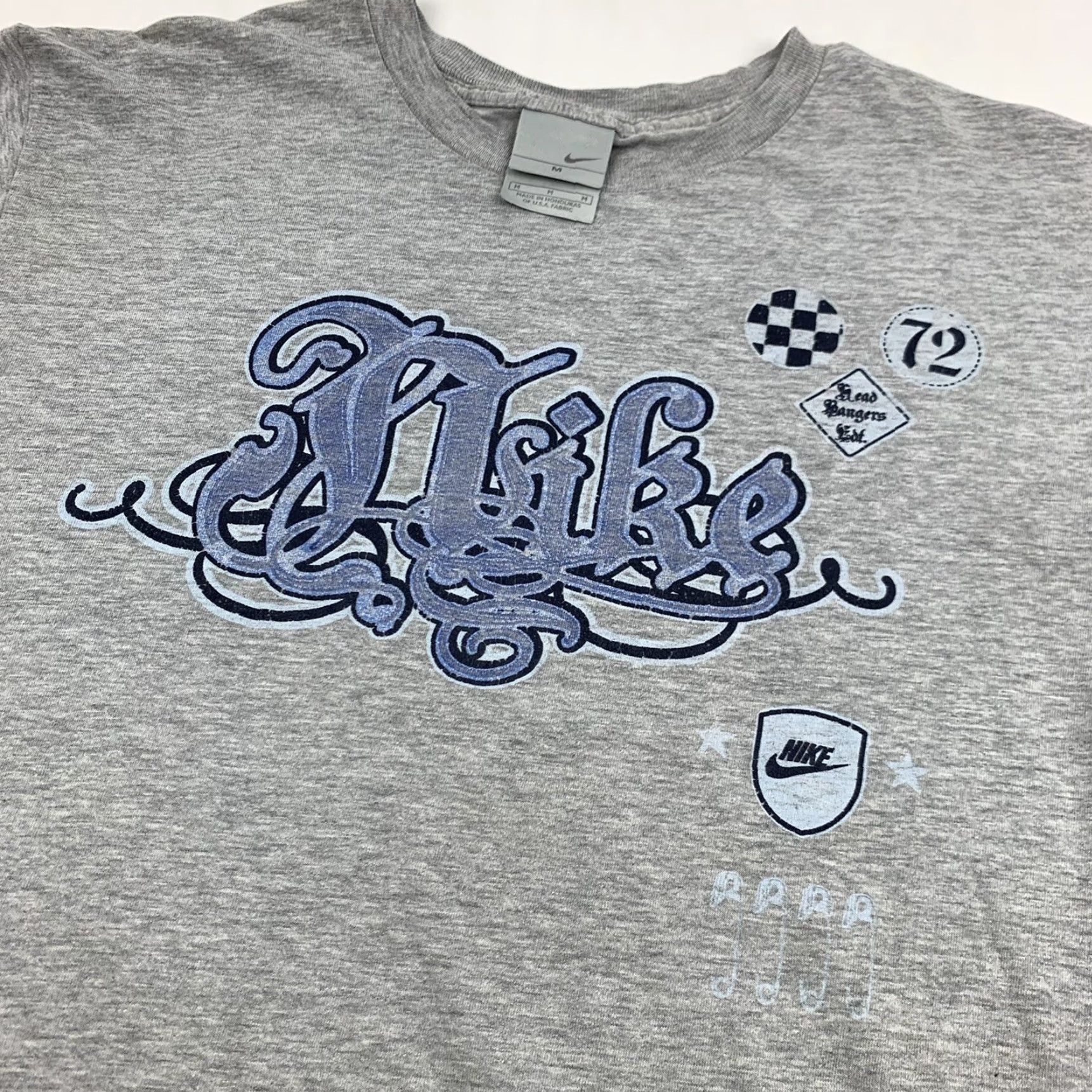 Nike VINTAGE Nike Shirt Adult Medium Gray Grunge Y2K Silver Tag Graphic Tee Mens Size US M / EU 48-50 / 2 - 5 Thumbnail