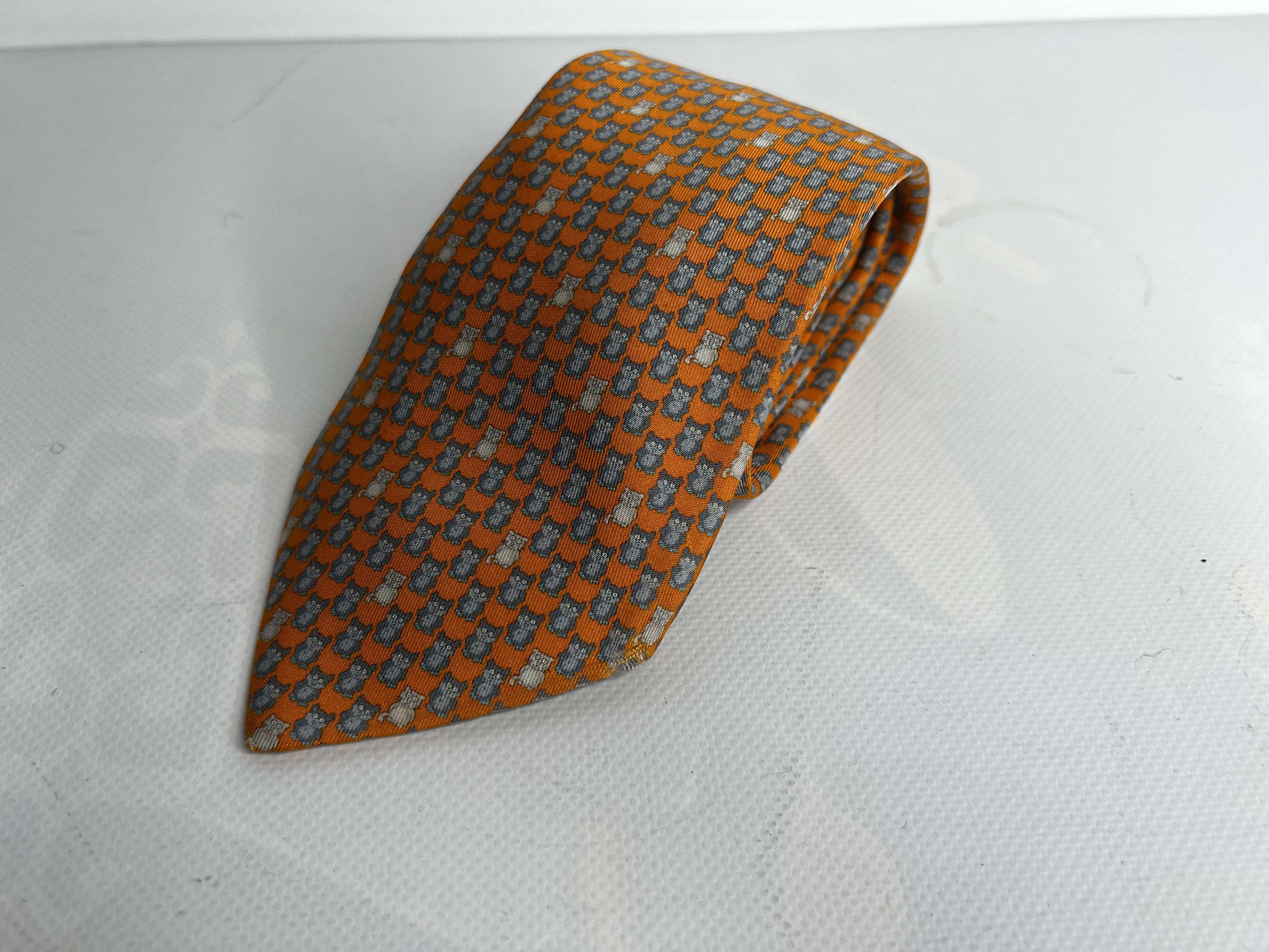 Hermes HERMES PARIS SILK TIE 5610 MA ORANGE FRANCE Size ONE SIZE - 1 Thumbnail