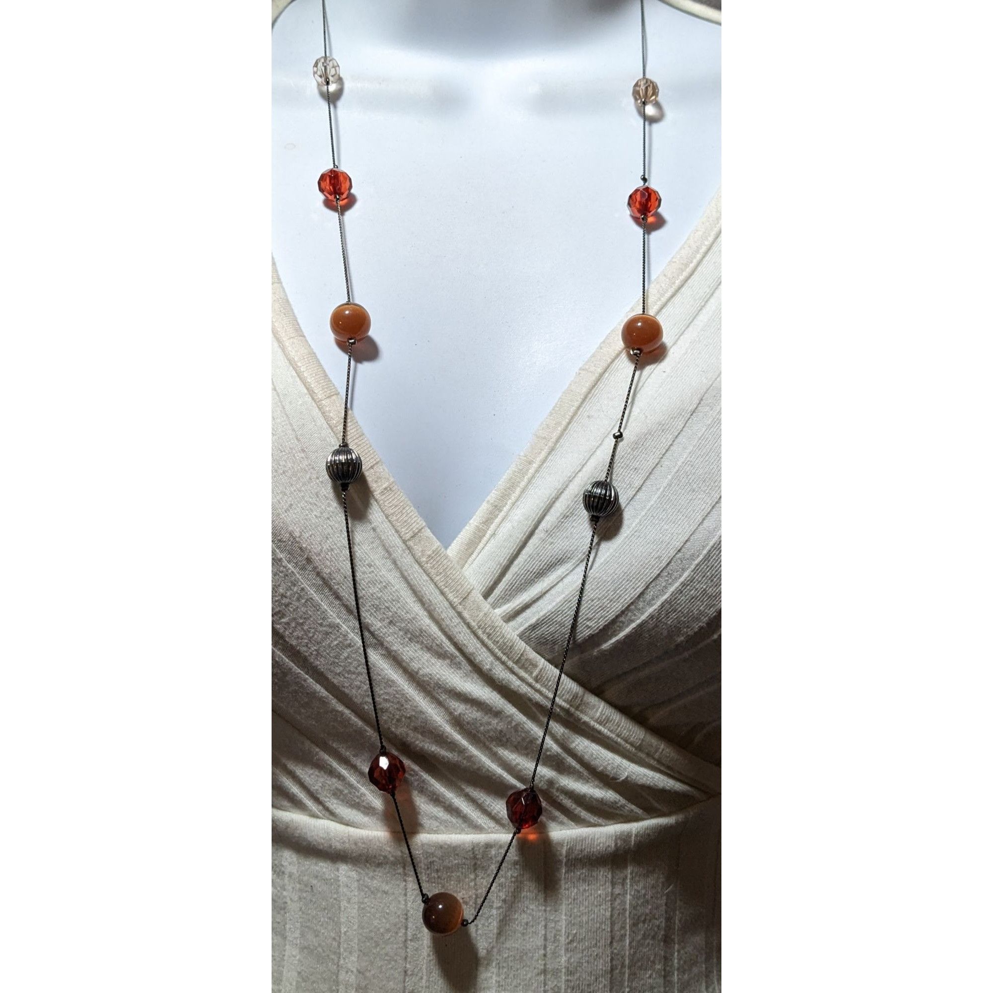Other Red And Brown Glass Beaded Chain Necklace Size ONE SIZE - 5 Thumbnail