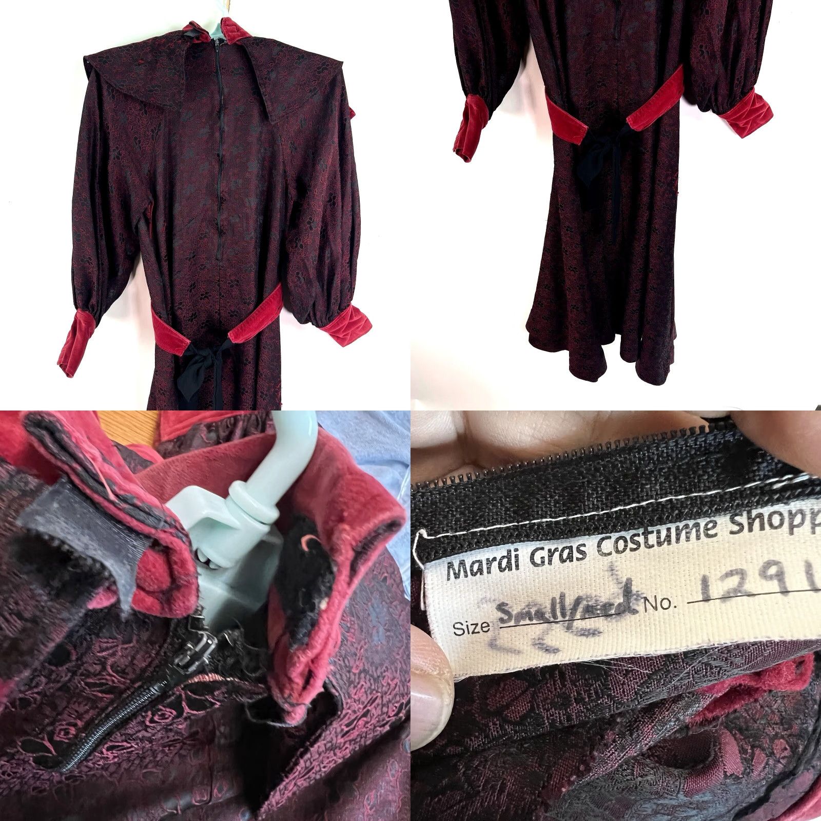 Vintage Vintage Mardi Gras Costume Dress Women S/M Burgundy Maxi Medieval Show Size S / US 4 / IT 40 - 8 Thumbnail