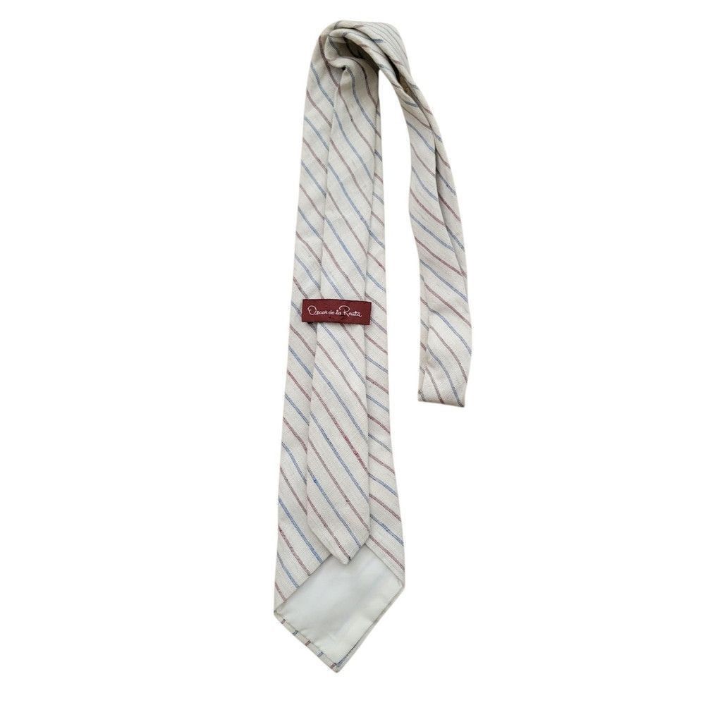 Oscar De La Renta Oscar De La Renta Men's Beige Striped Tie 60"X3.5" Size ONE SIZE - 3 Thumbnail