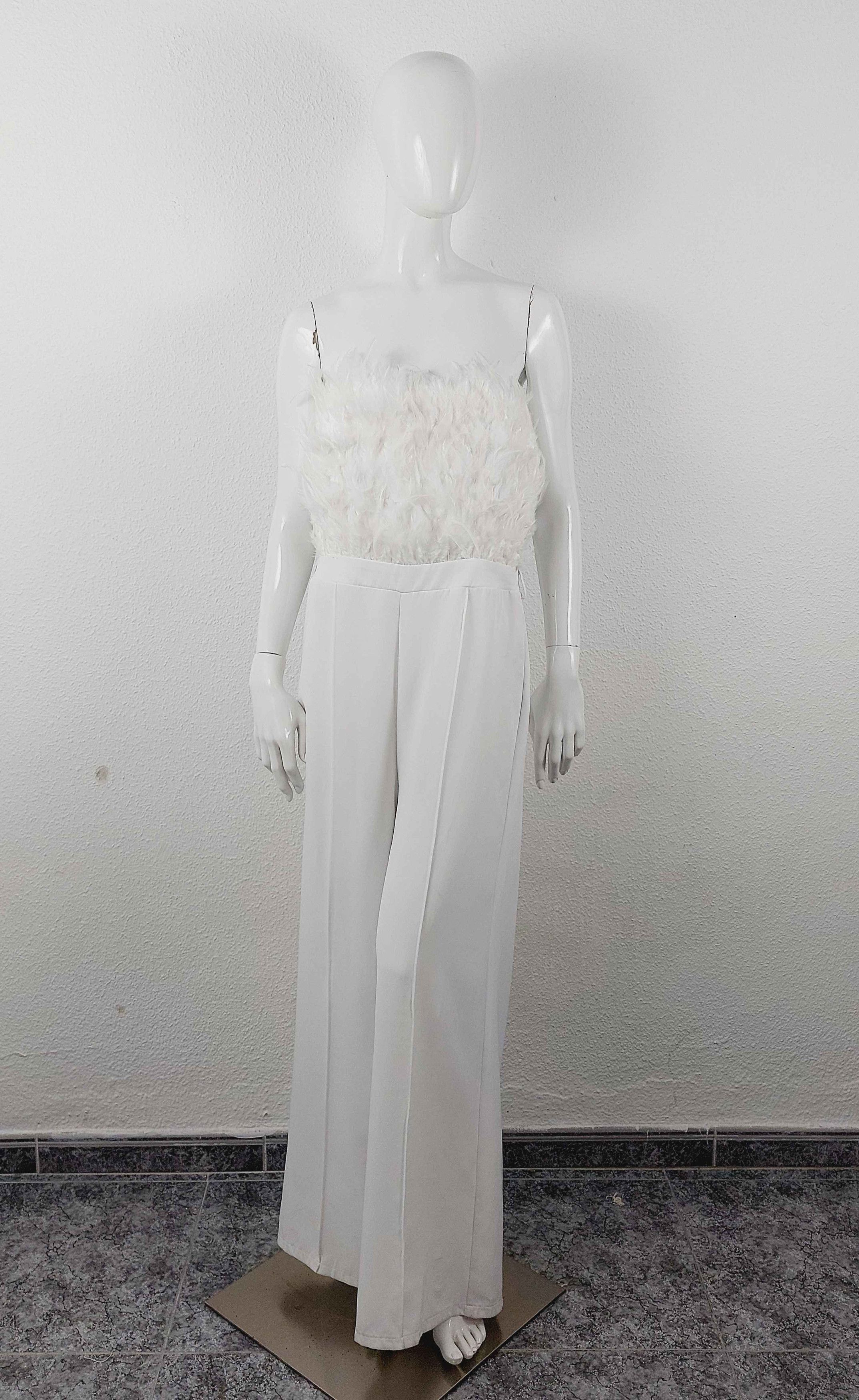 plein sud Plein Sud Faycal Amor White Feather Jumpsuit Dress Size 32" / US 10 / IT 46 - 11 Thumbnail
