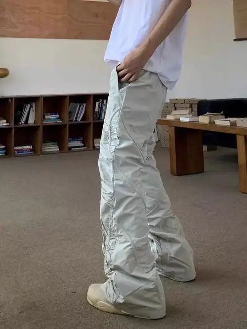 Japanese Brand × Jean High street vibe pleated micro-flare casual trousers Size US 32 / EU 48 - 2 Thumbnail