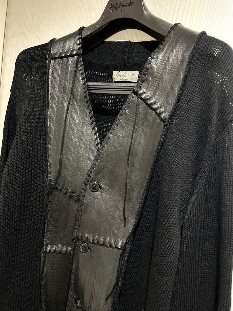 Yohji Yamamoto POUR HOMME 21aa Bonded Leather Hug Cardigan Size US L / EU 52-54 / 3 - 3 Thumbnail