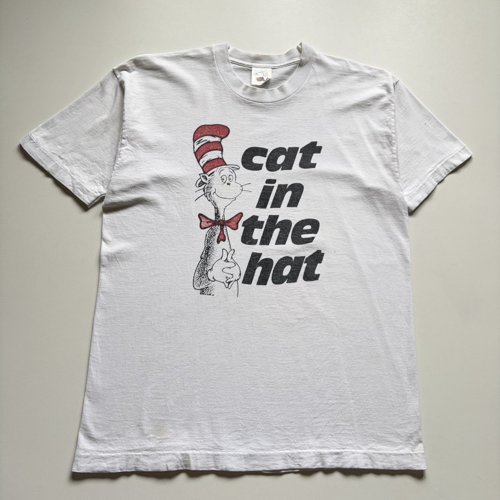 Fruit Of The Loom × Vintage Vintage 90s Dr. Seuss Cat In The Hat Shirt Large White Rare Size US L / EU 52-54 / 3 - 1 Thumbnail