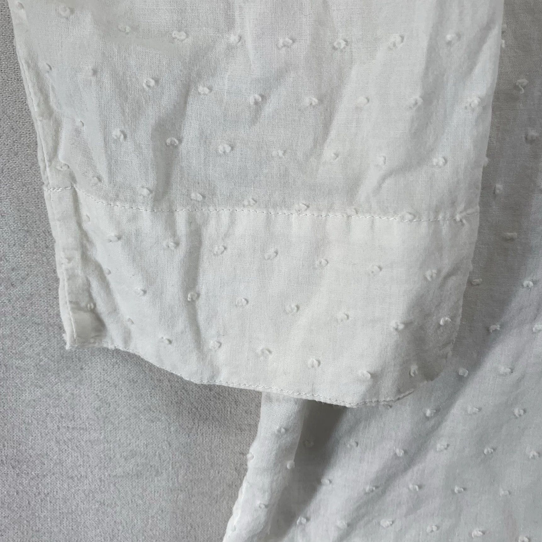 Eileen Fisher Eileen Fisher Women 10P White Textured Cotton V-Neck Sheer Bohemian Long Sleeve Button Top Size L / US 10 / IT 46 - 5 Thumbnail