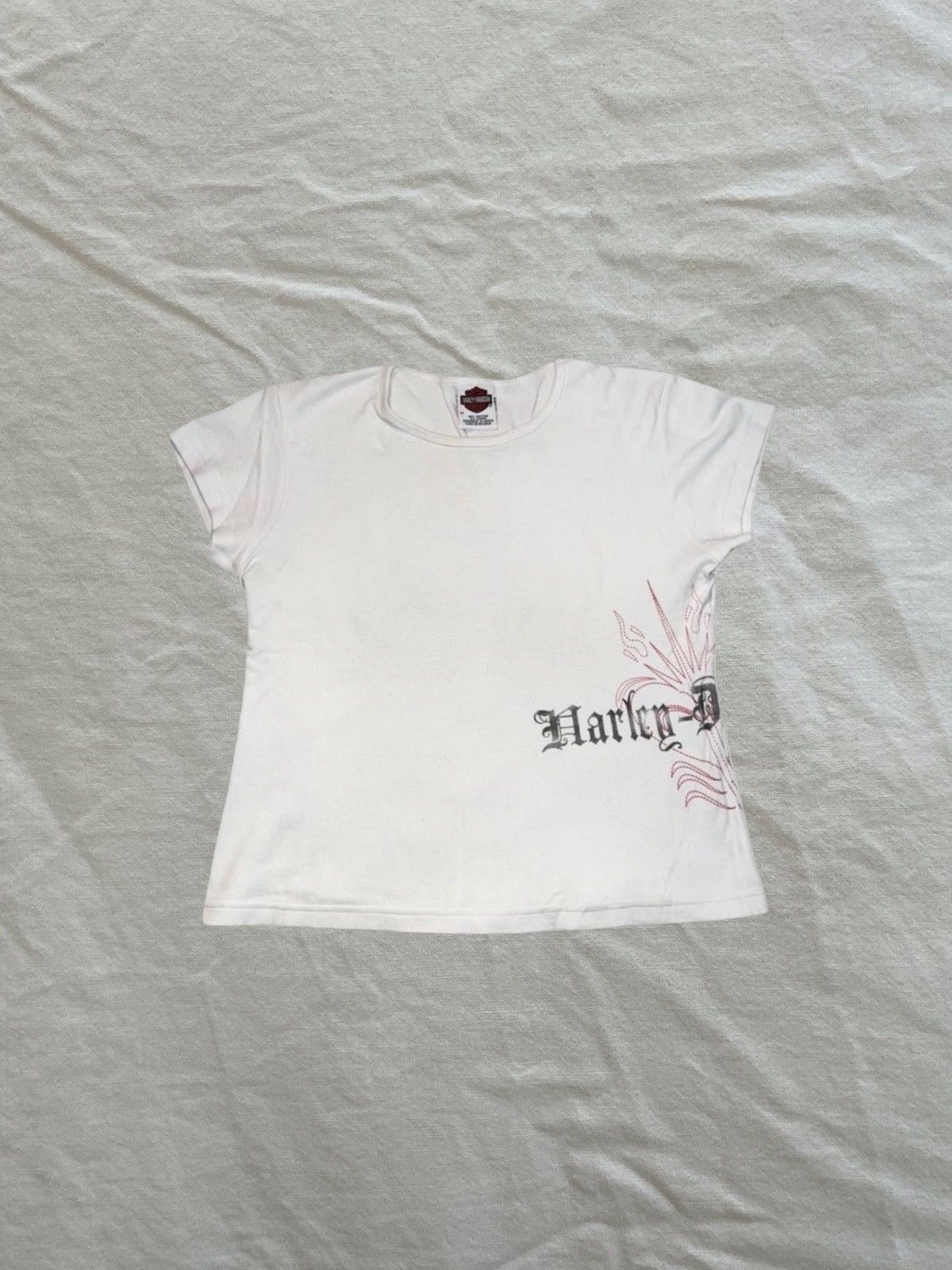 Harley Davidson HARLEY-DAVIDSON White Tee Gothic Logo & Back Print Size S / US 4 / IT 40 - 1 Thumbnail