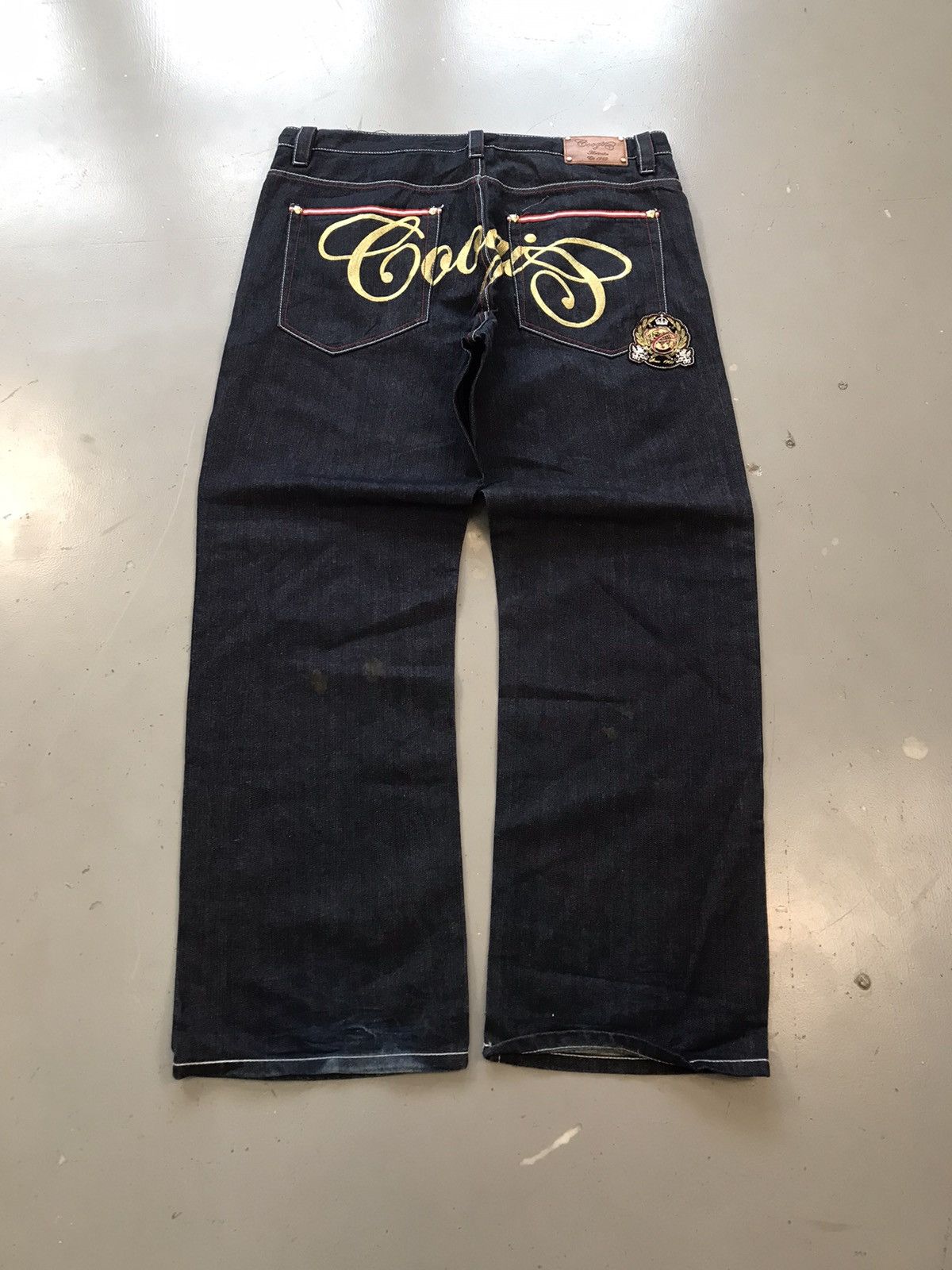 Coogi × Vintage Vintage Coogi SpellOut earth wing crown 👑 embroidered denim Size US 41 - 1 Thumbnail