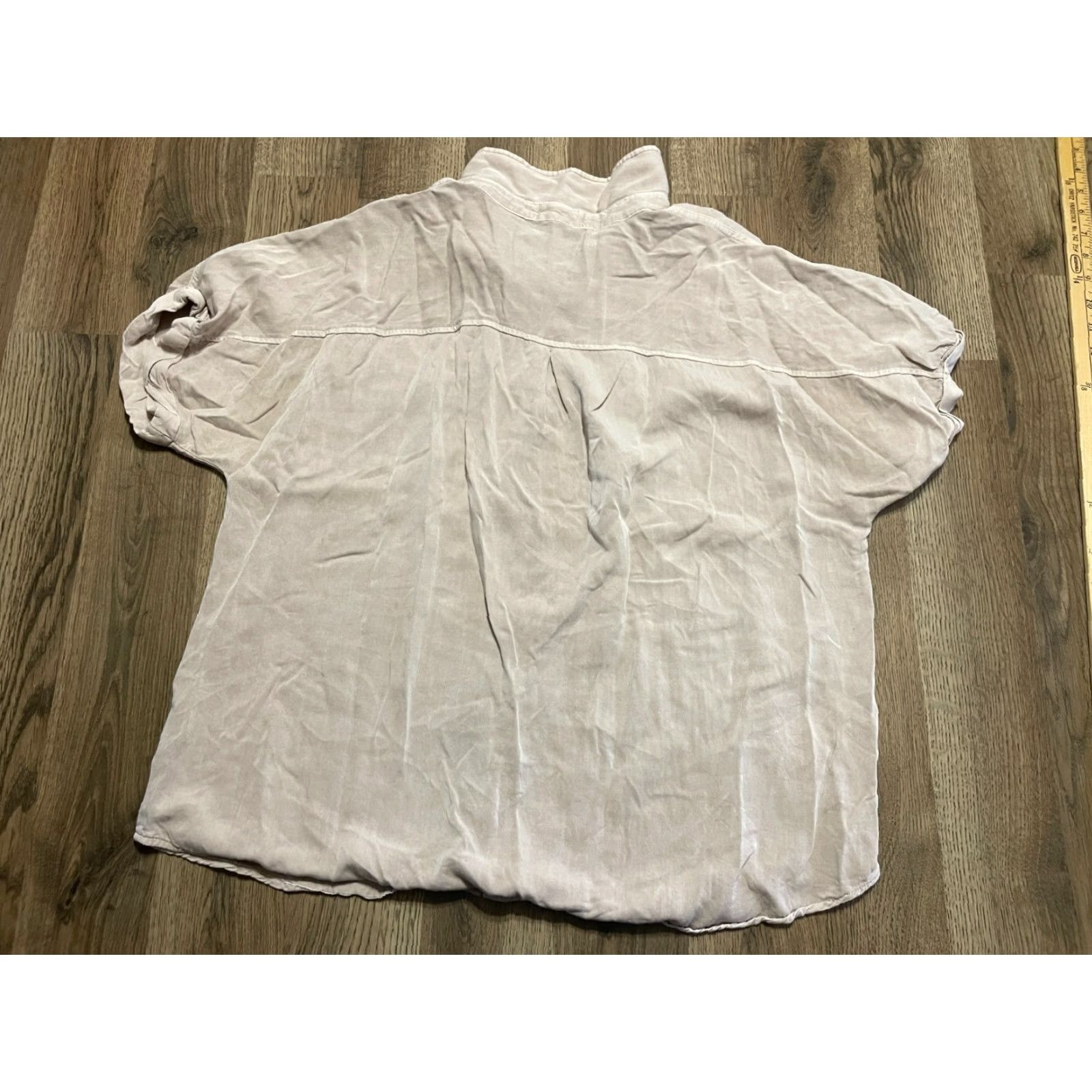 Vintage Maurices Shirt Women's Large Tan Button Up Short Sleeve, Brown, Casual, Solid, Regular Fit, Button-Up, Collared, Fall Spring Summer, Women, Maurices Size L / US 10 / IT 46 - 2 Thumbnail