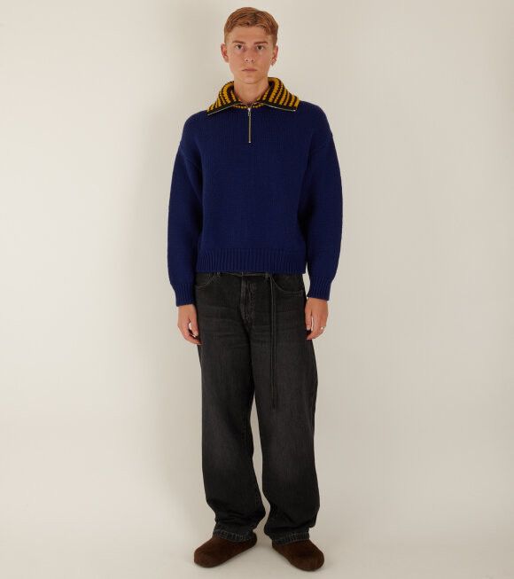 Marni o1y0225 Mock Neck Sweater in Navy Blue Size US S / EU 44-46 / 1 - 5 Thumbnail