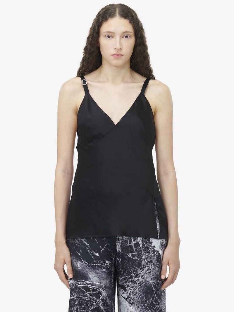 Alexander McQueen o1srvl11e0326 Satin Back Drop Top in Black Size S / US 4 / IT 40 - 2 Thumbnail