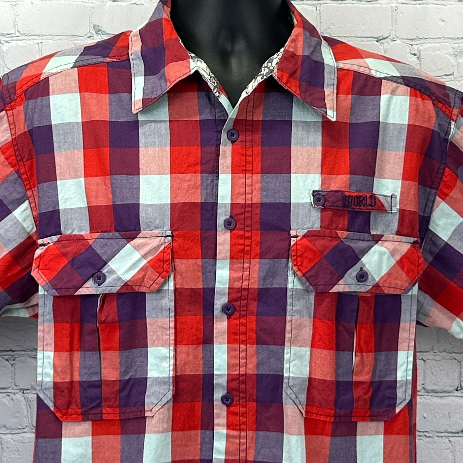 World Industries World Industries Button Front Shirt Red Check Plaid X-Large Size US XL / EU 56 / 4 - 1 Thumbnail