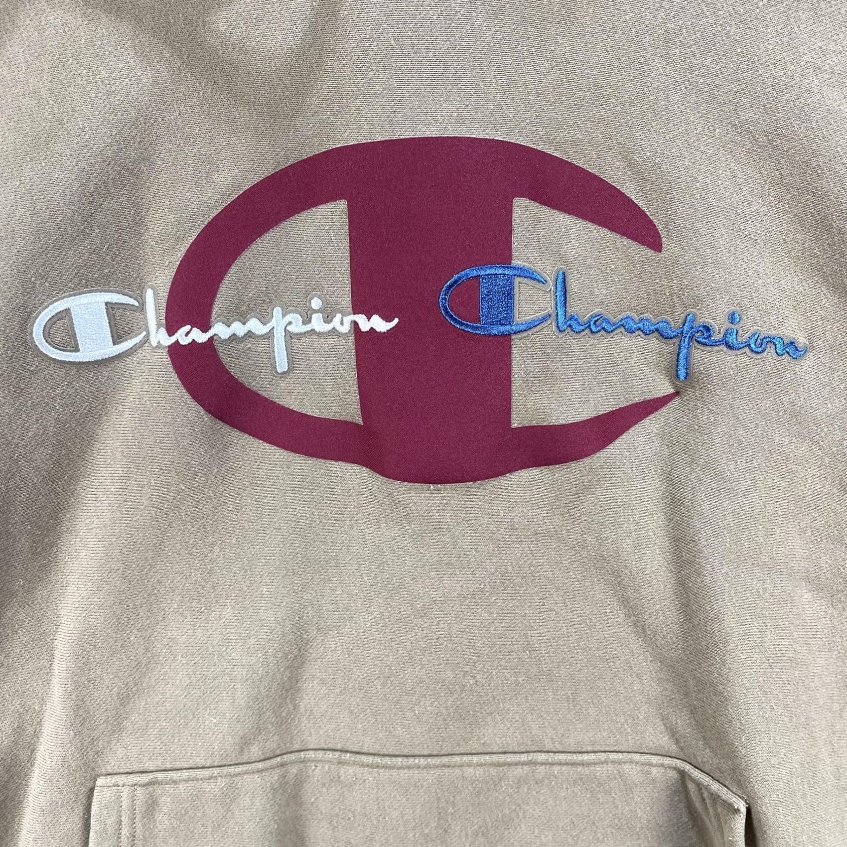 Champion Champion Reverse Weave Hoodie Mens Large Tan Pullover Script Logo Embroidered Size US L / EU 52-54 / 3 - 3 Thumbnail