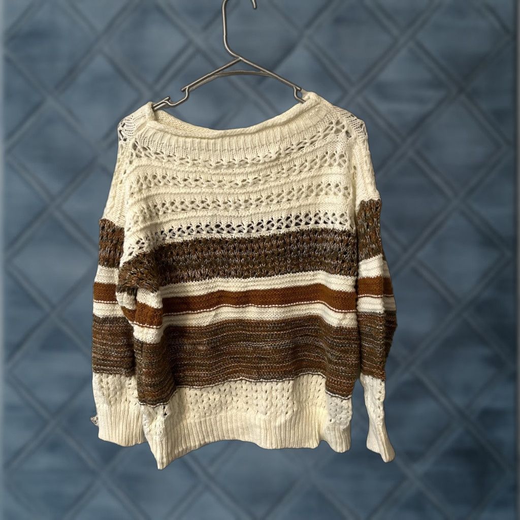 Shein Shein Sweater Women’s Size Medium Brown/Tan Cream Long Sleeve Knit Autumn Fall Size M / US 6-8 / IT 42-44 - 1 Thumbnail