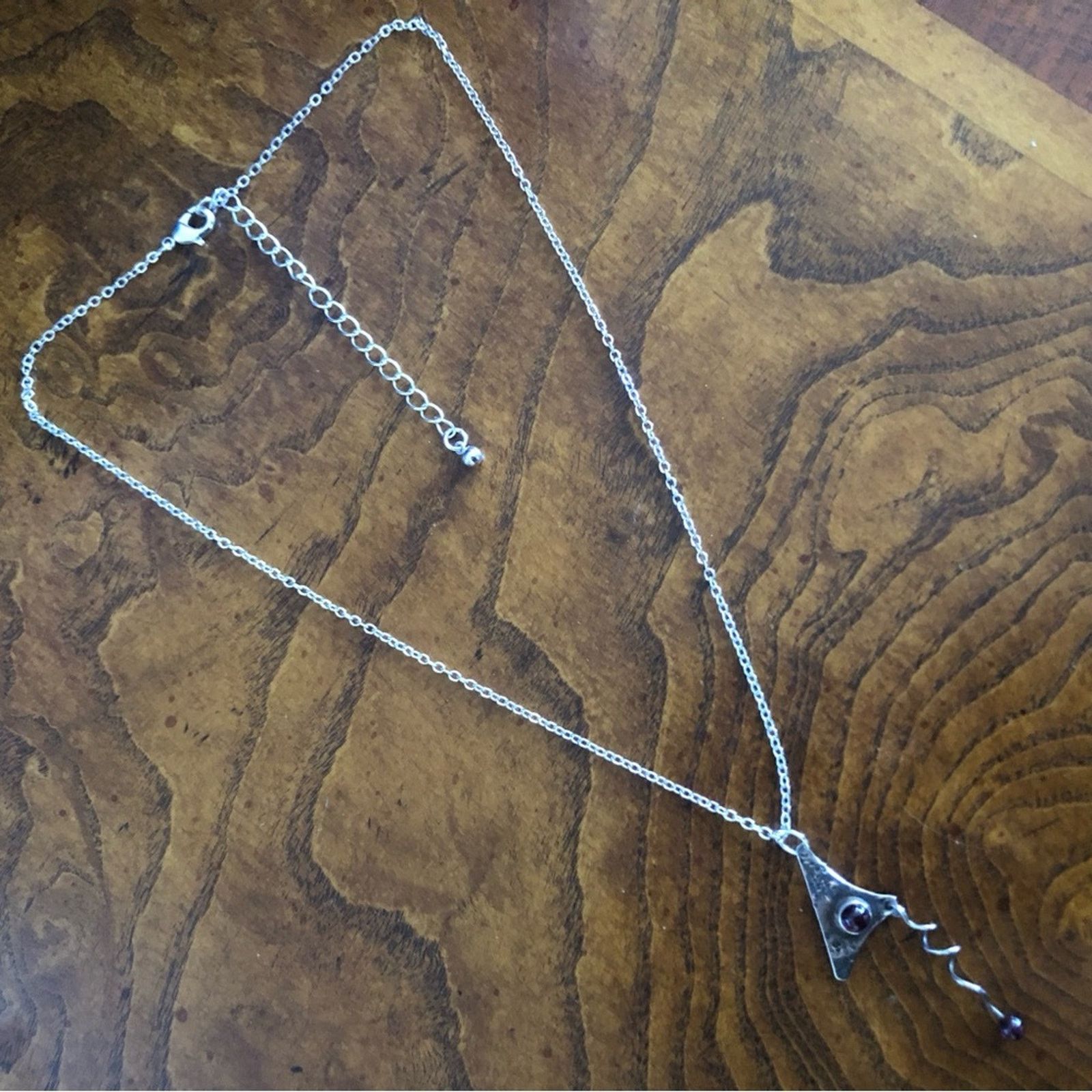Handmade Handcrafted pyrope garnet sterling pendant on chain necklace Size ONE SIZE - 10 Thumbnail