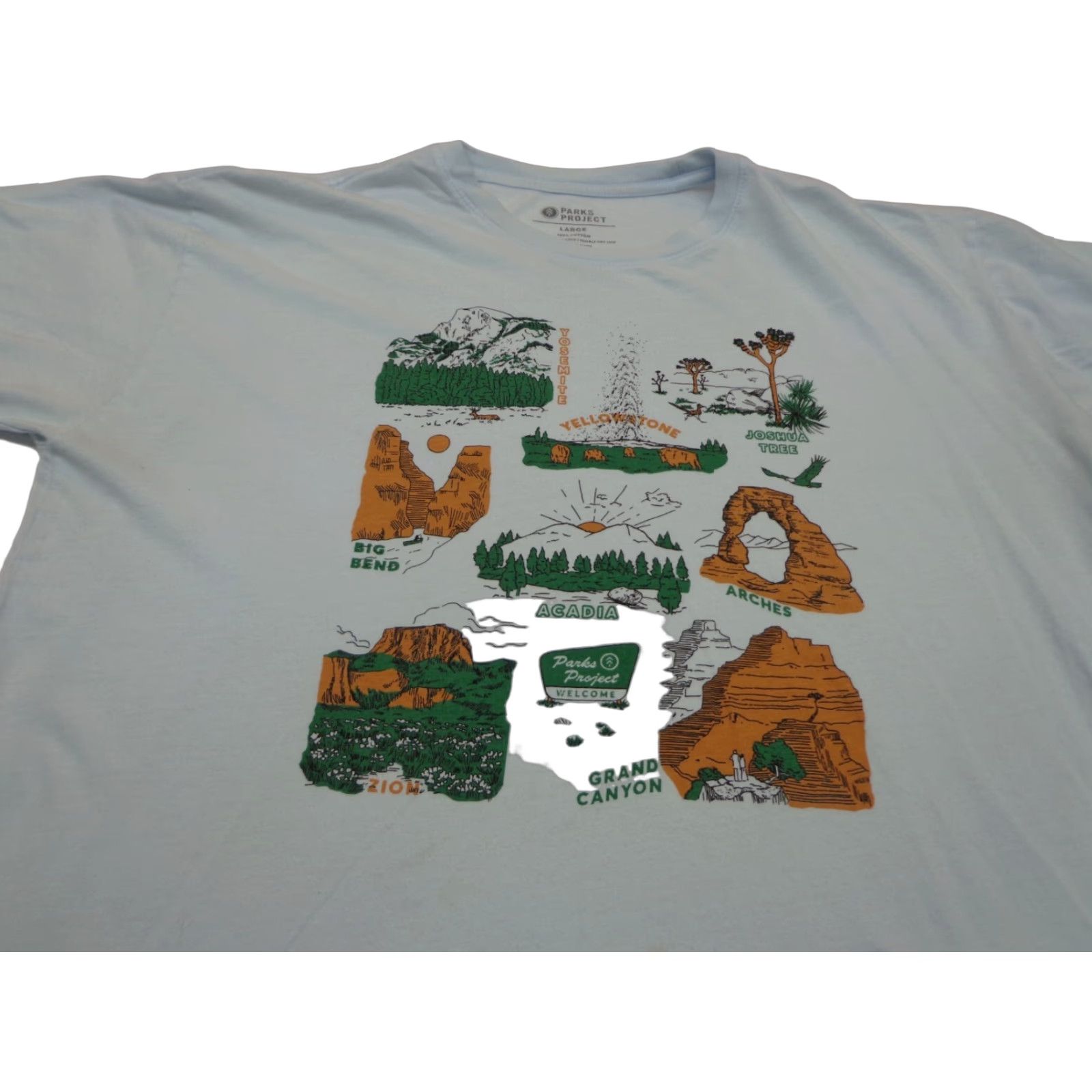 Parks Project Parks Project Welcome National Parks Light Blue T Shirt Size Large Mens Reg Regular Cotton Graphic Print Short Sleeve Crew Neck Size US L / EU 52-54 / 3 - 1 Thumbnail