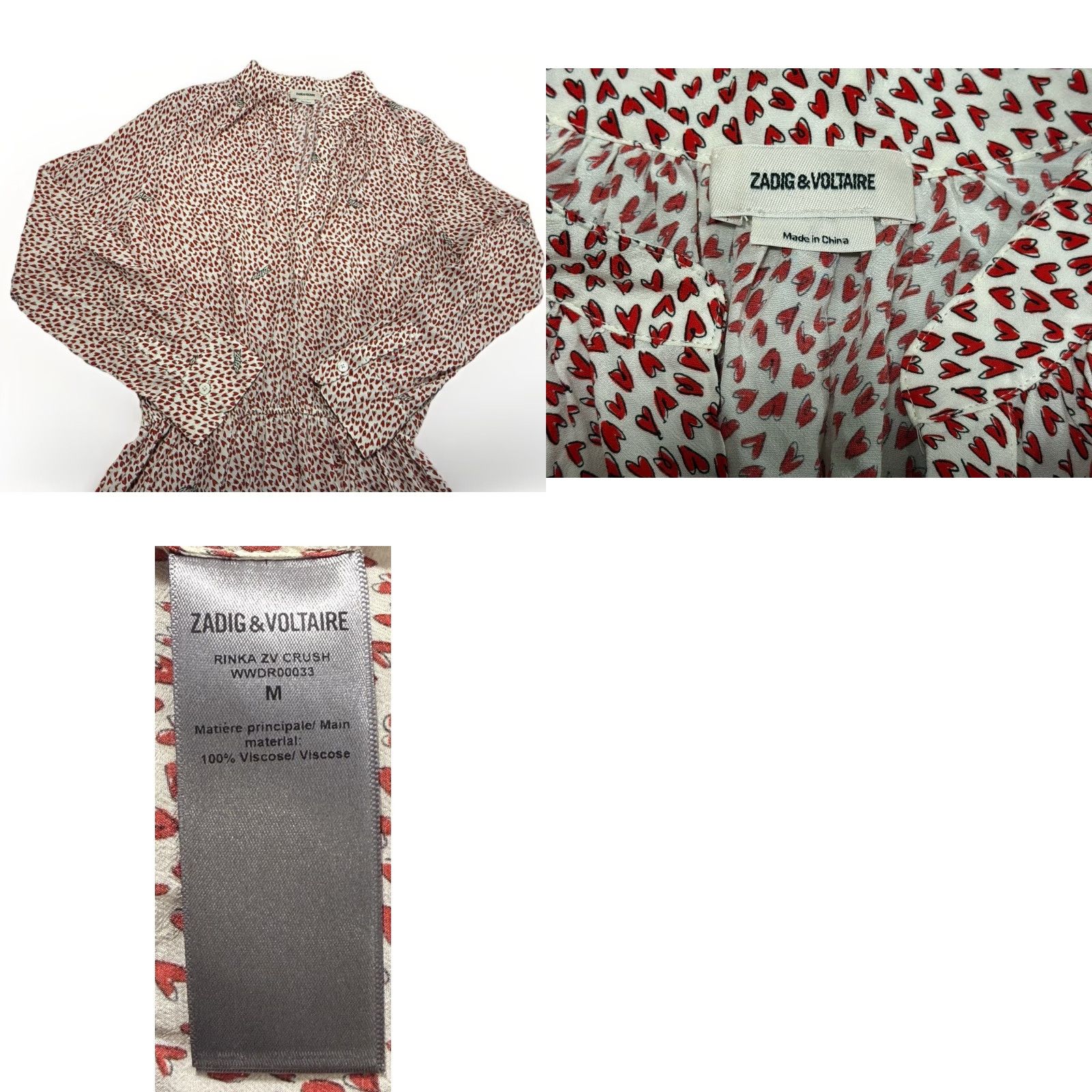 Zadig & Voltaire ZADIG & VOLTAIRE Rinka ZV Crush Heart Dress M Multicolor Floral A-Line Long Sleeve Casual Womens Size M / US 6-8 / IT 42-44 - 8 Thumbnail