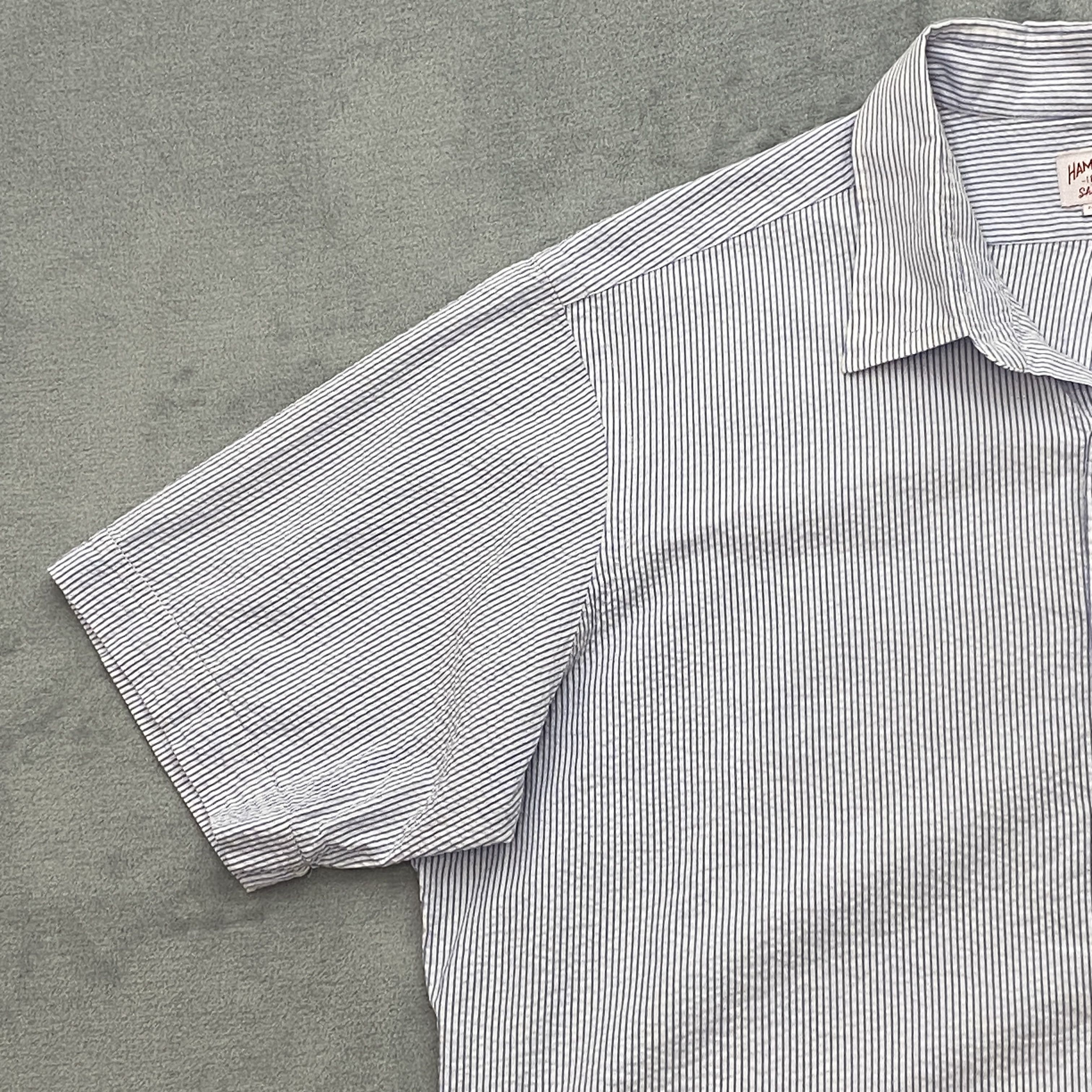 Hamilton Shirts SEERSUCKER Shirt Men XL Blue Striped Puckered Short Sleeve Size US XL / EU 56 / 4 - 3 Thumbnail