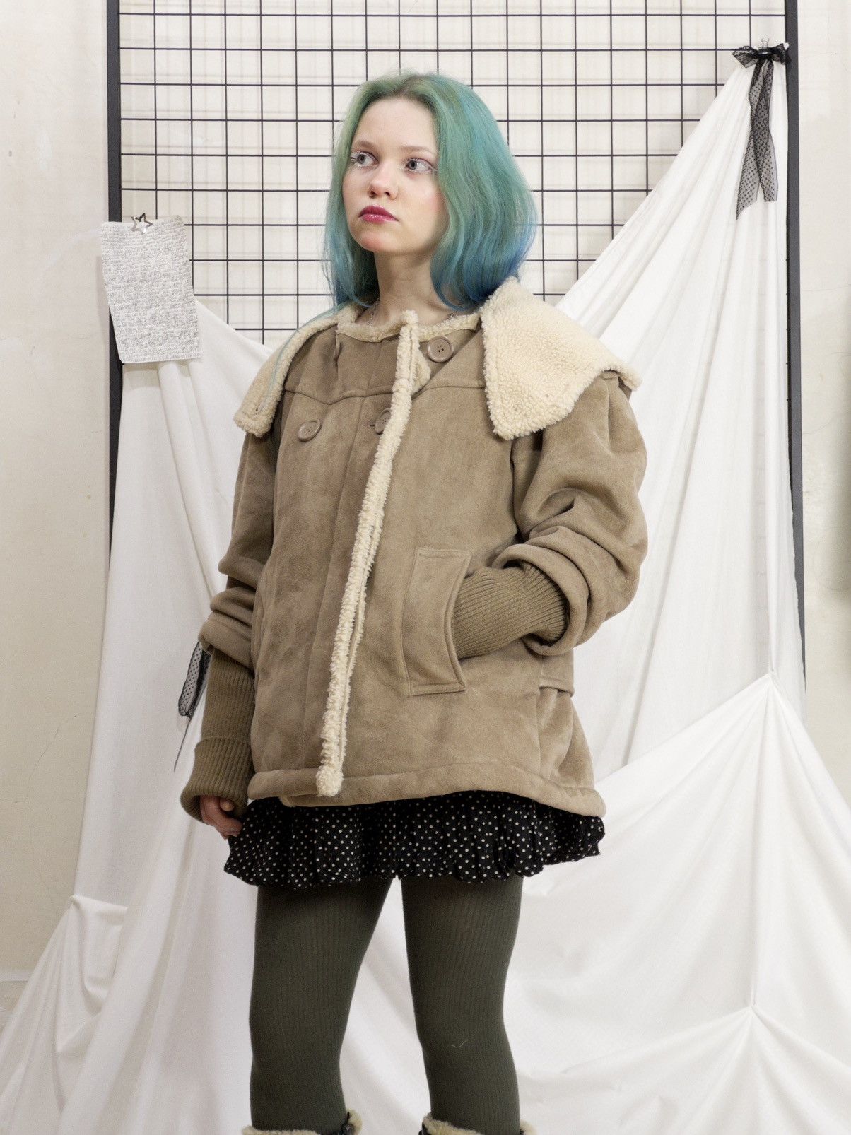 Vintage Faux shearling hooded coat in beige mori kei softcore Size M / US 6-8 / IT 42-44 - 2 Thumbnail
