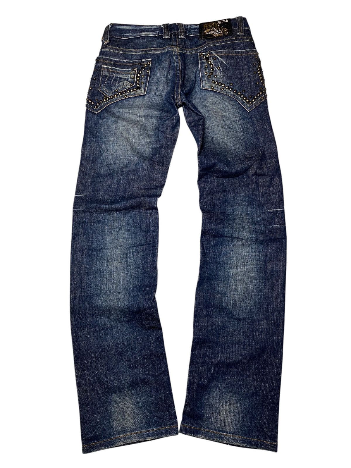 If Six Was Nine 2000's Red Pepper Seawash Studded Flare Jeans Size US 27 - 2 Thumbnail