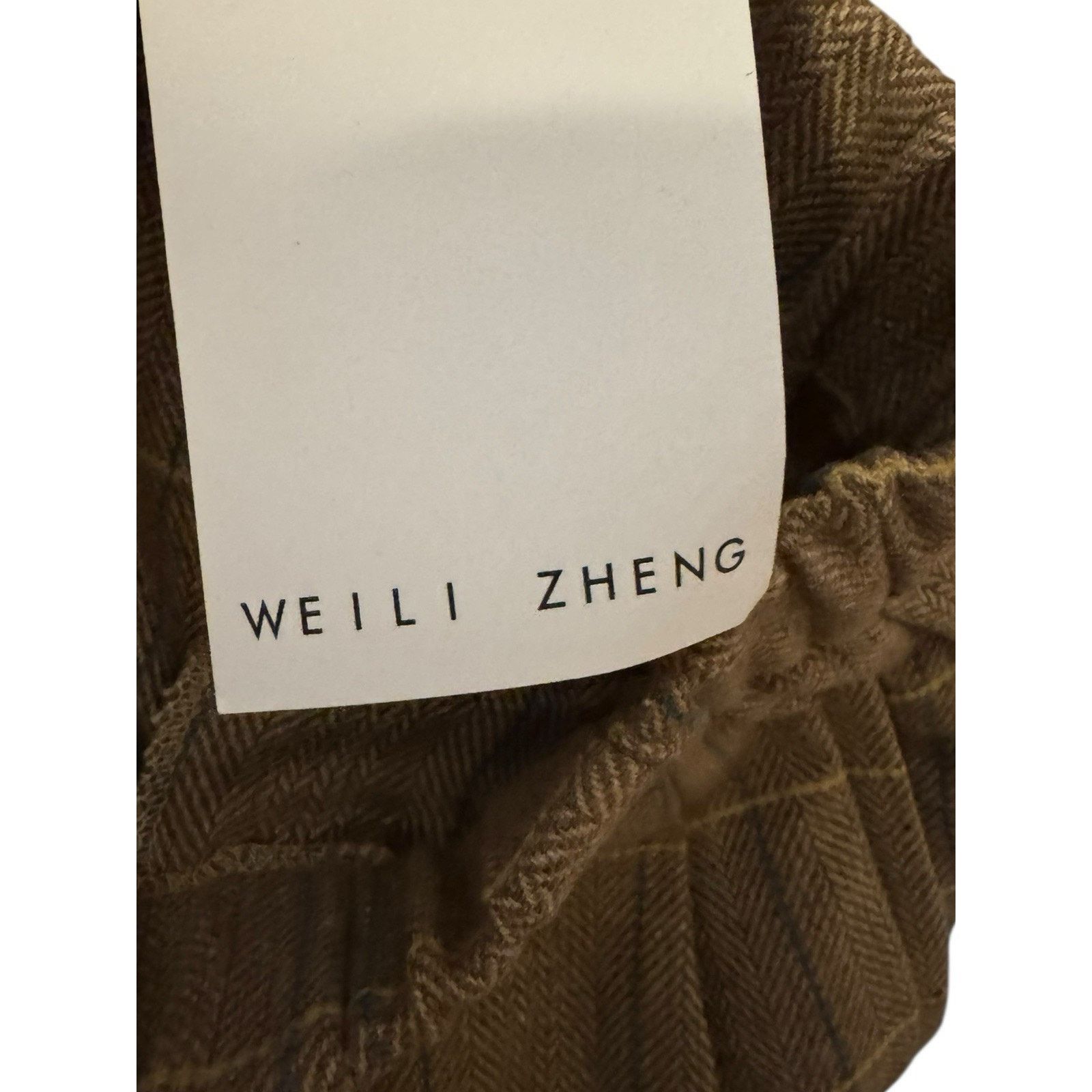 Other Weili Zheng NEW Wide Leg Trousers Check Herringbone Tan Size 26" / US 2 / IT 38 - 7 Thumbnail
