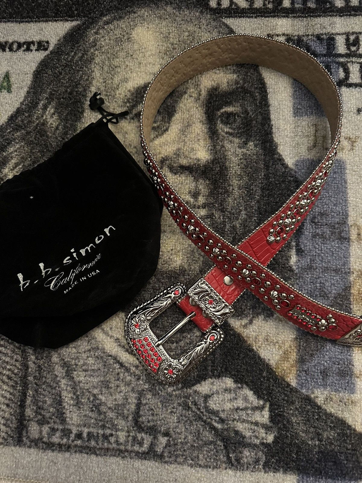 image of B B Simon B.b Simon Belt in Red, Men's (Size 28)