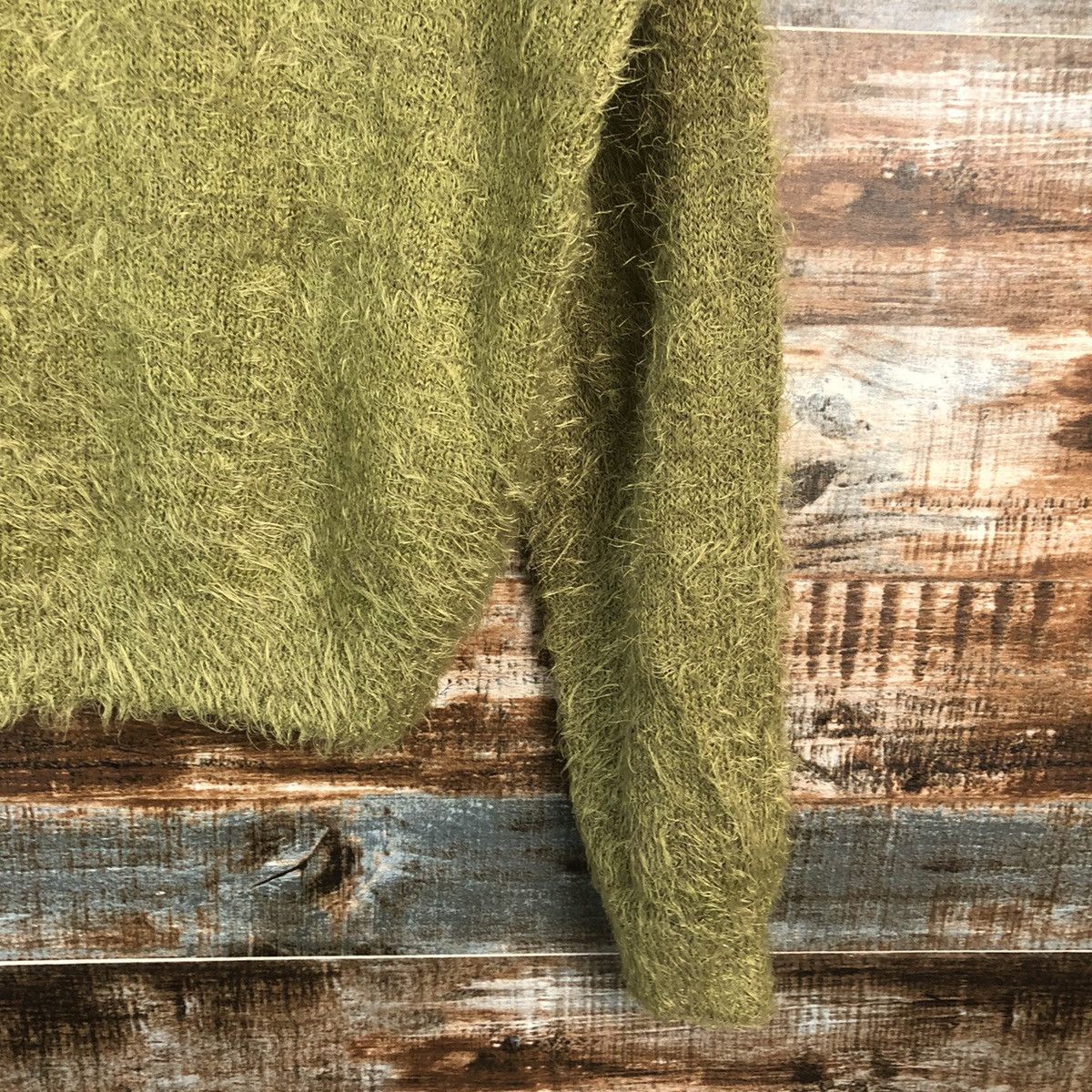Vintage DL Mounior Green Mohair shaggy fur Knitwear #C404 Size M / US 6-8 / IT 42-44 - 8 Thumbnail