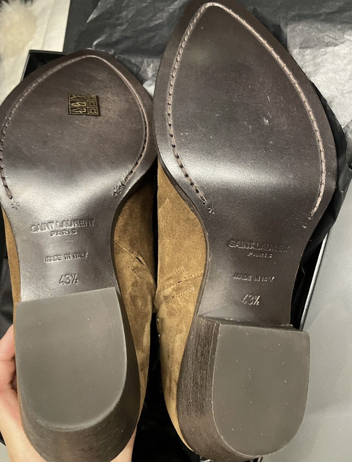 Hedi Slimane × Saint Laurent Paris × Yves Saint Laurent Brand NEW Lukas Florence Studs Suede Leather Western Boots Size US 9.5 / EU 42-43 - 24 Thumbnail
