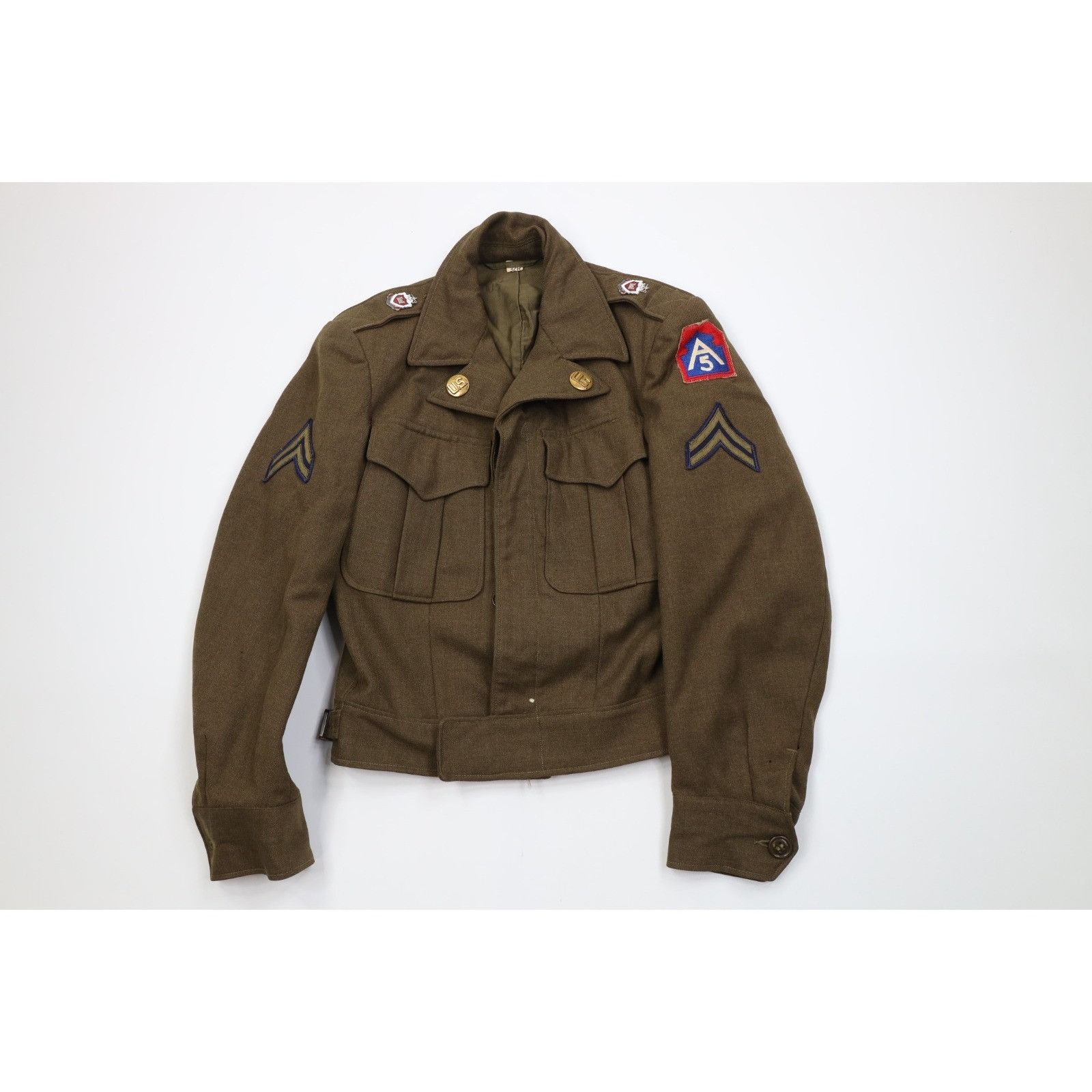 Vintage Vintage 50s Korean War 32R 2 Piece Wool Ike Uniform Suit Size 34R - 2 Thumbnail