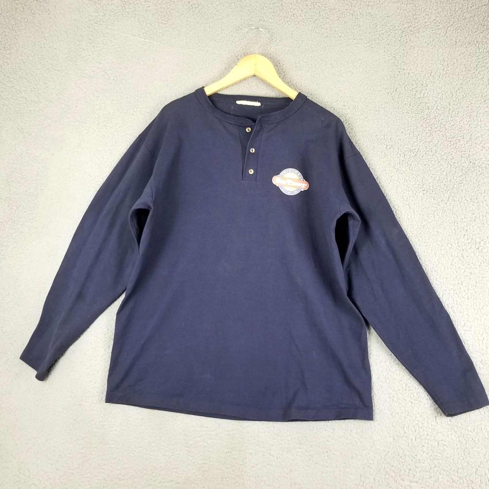 Vintage Vintage Vintage Shirt Large Blue Henley Long Sleeve Graphic Tee 50s 60s 70s 80s 90s Motorcycle Logo Mens Regular T-Shirt Cotton 100% Size US L / EU 52-54 / 3 - 2 Thumbnail