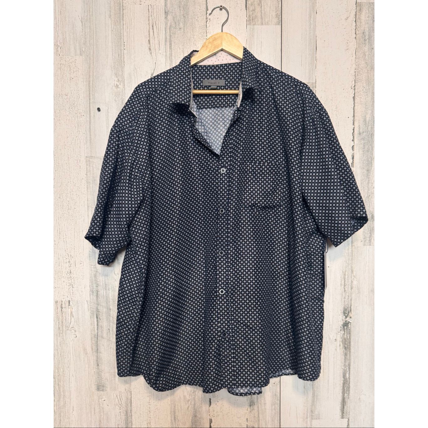 Free Planet Planet B Men’s Short Sleeve Button Up Shirt Blue Geometric P Size US XXL / EU 58 / 5 - 5 Thumbnail