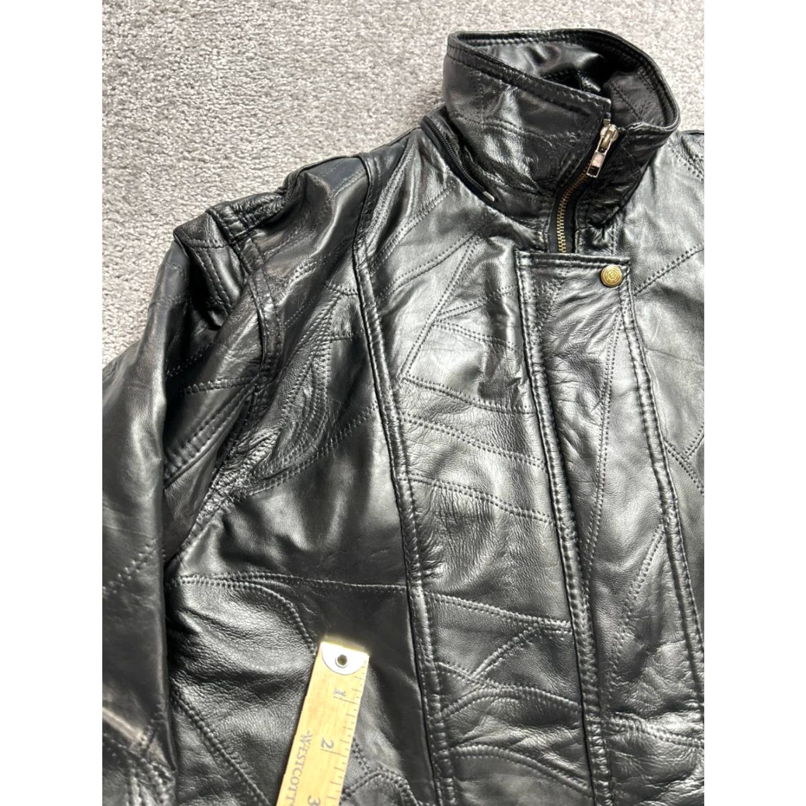 Vintage Vtg Anthony Richards Leather Jacket Womens M Black Patchwork Size M / US 6-8 / IT 42-44 - 7 Thumbnail