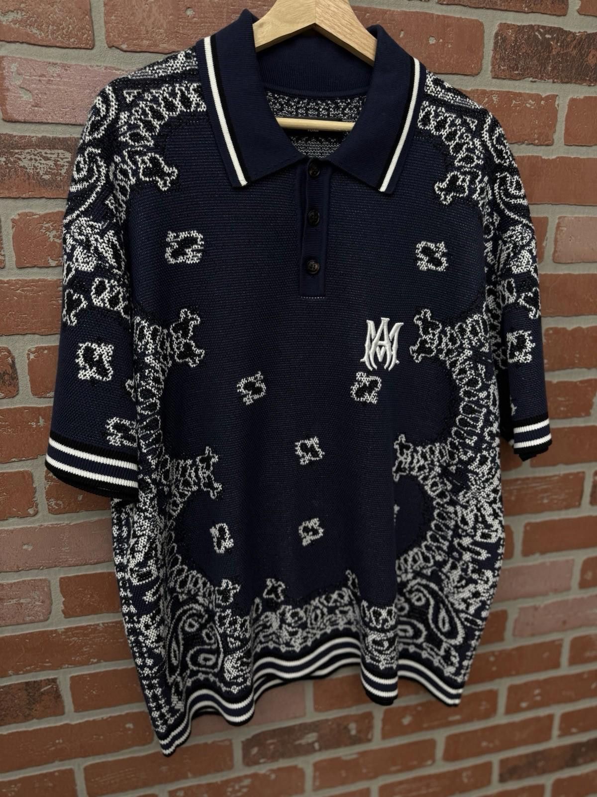 Amiri Amiri Bandana Short Sleeve Polo Shirt Blue Dress Style XL Size US XL / EU 56 / 4 - 3 Thumbnail