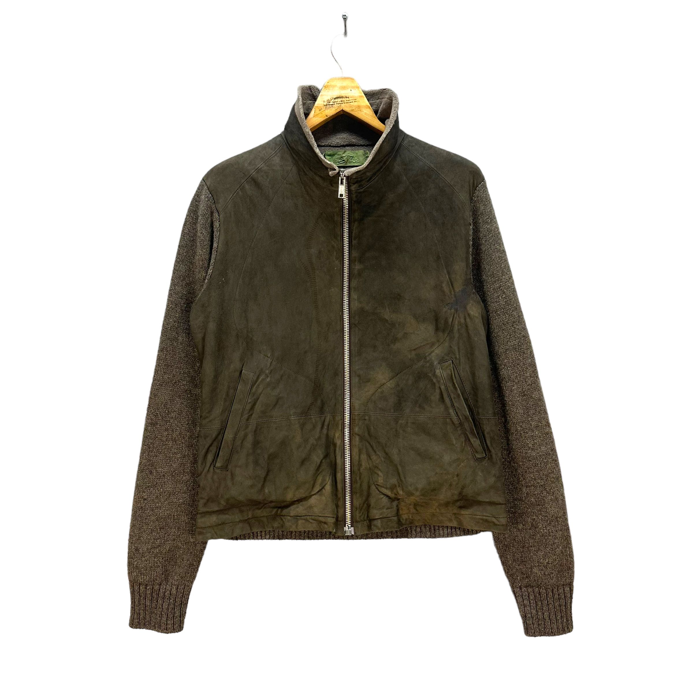 Vintage M.G. VULPINARI SUEDE LEATHER KNIT SLEEVE JACKET #8176-208 Size US M / EU 48-50 / 2 - 1 Thumbnail