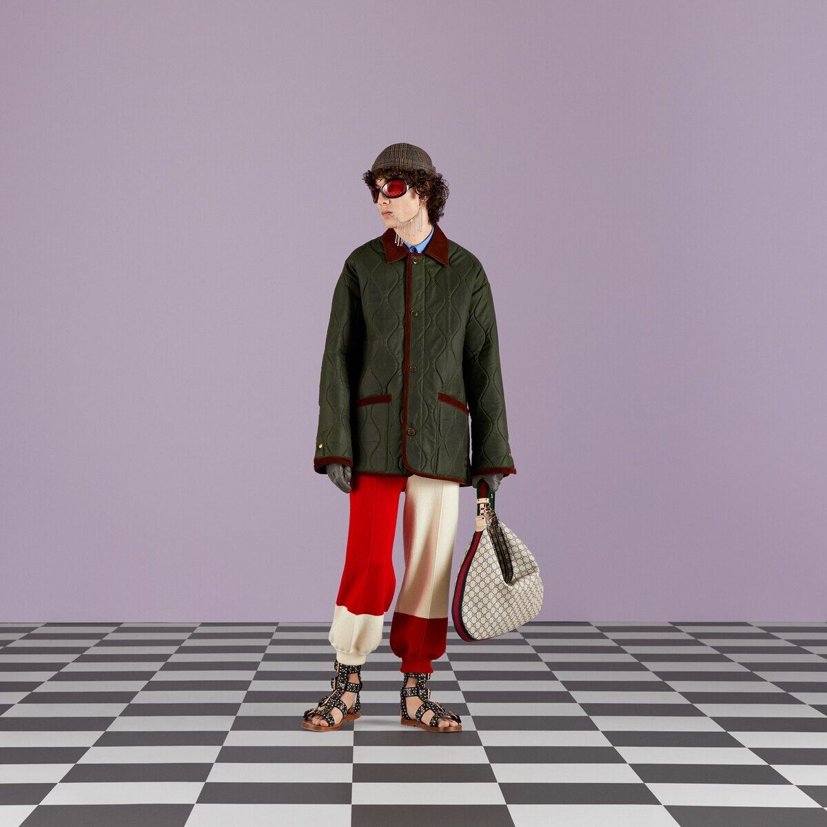 Gucci o1s1wg111025 Wool Stitch Knit Pant in Red/Ivory Size US 34 / EU 50 - 2 Thumbnail
