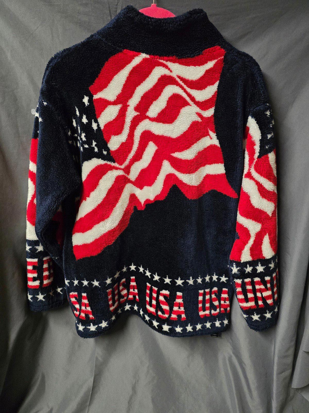 Other Black Mountain USA Flag Jacket Womens L Plush Fleece RARE Size L / US 10 / IT 46 - 5 Thumbnail